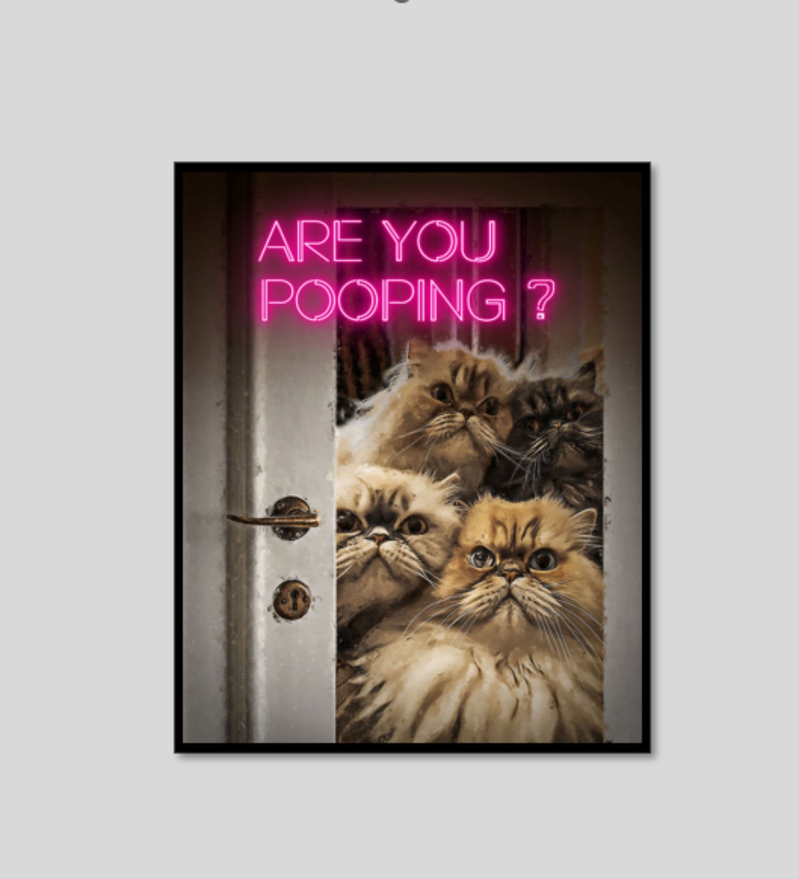 BATHROOM WALL  DECOR   ARE YOU POOPING? CAT FRAME HD Poster With Black Frame, 12.5   17.3 Inches