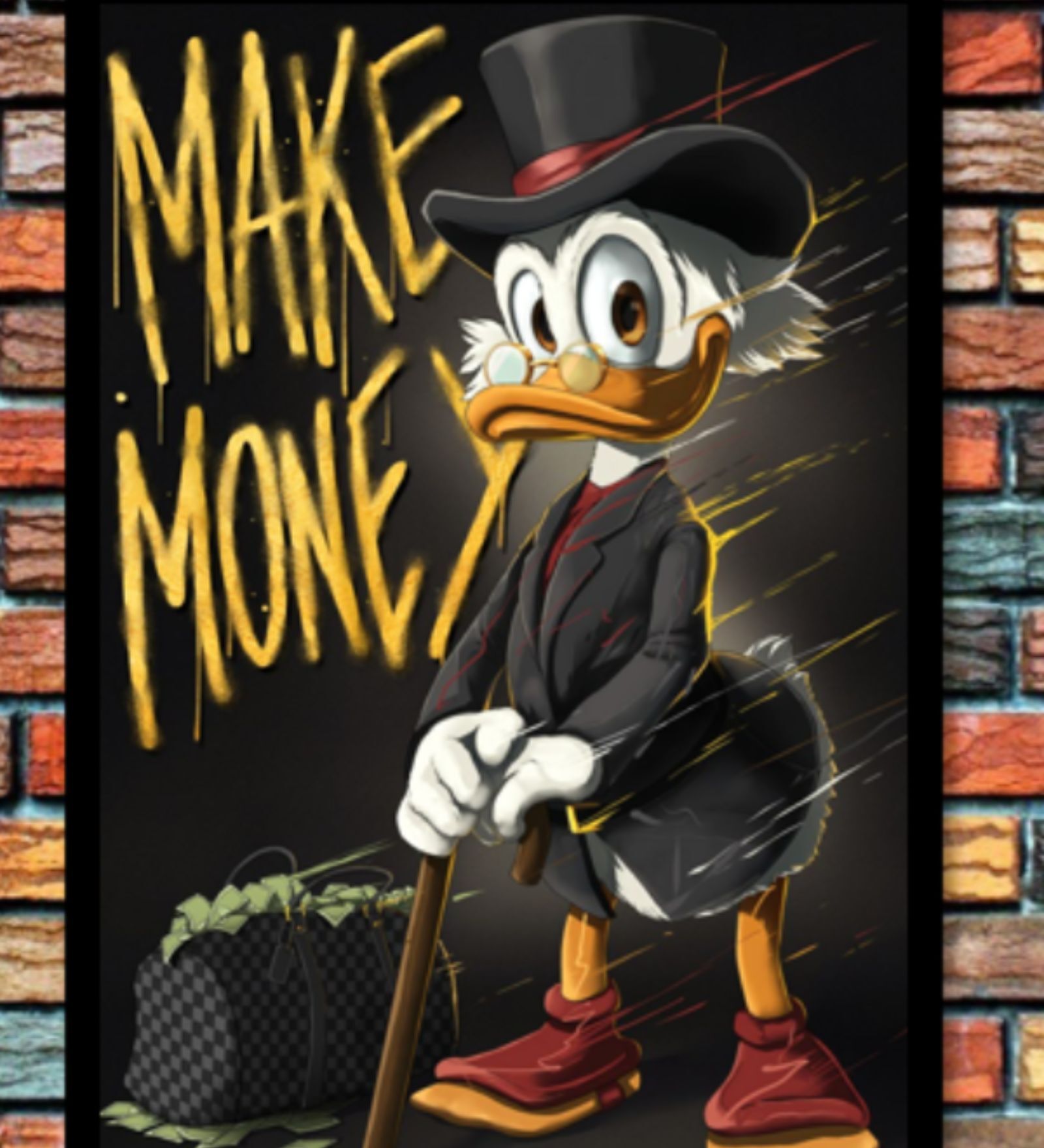 MAKE MONEY DUCK HD Poster With Black Frame, 12.5   17.3 Inches