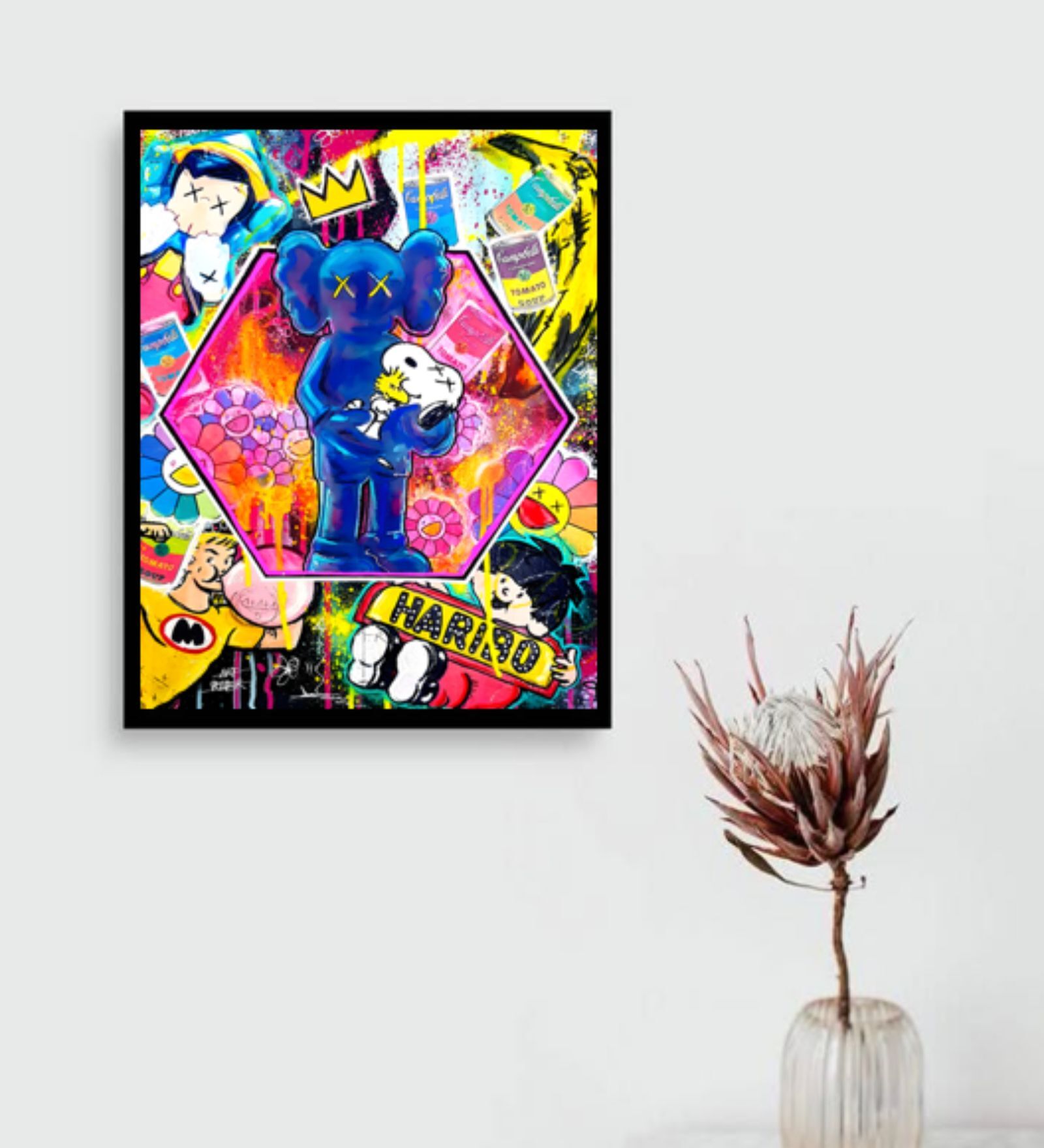 KAWS HD Poster With Black Frame, 12.5   17.3 Inches