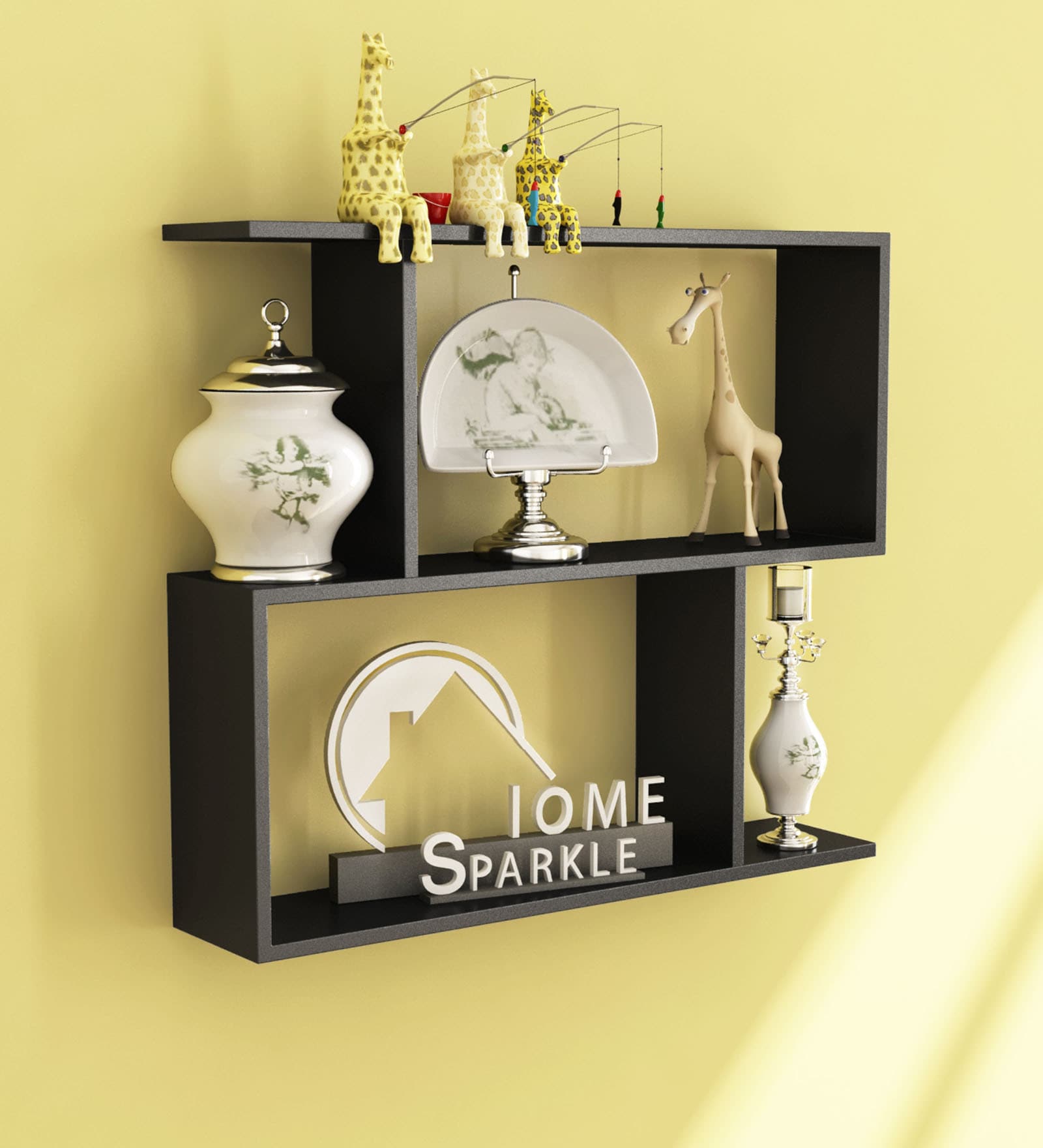 Engineered Wood Z-Shaped Wall Shelf