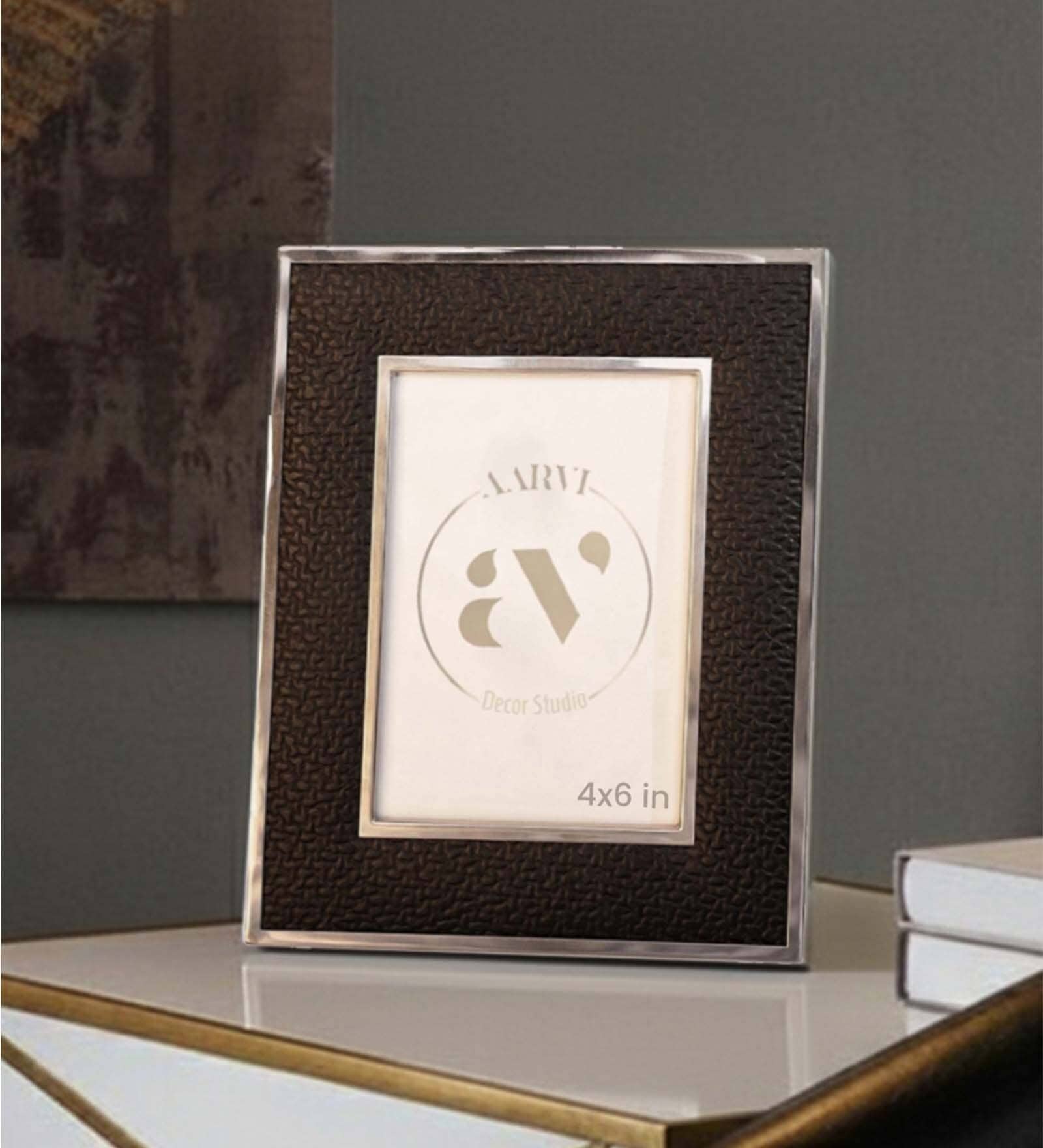 Black Faux Leather Midnight Luxe Wall And Tabletop Photo Frame 4X6Inches