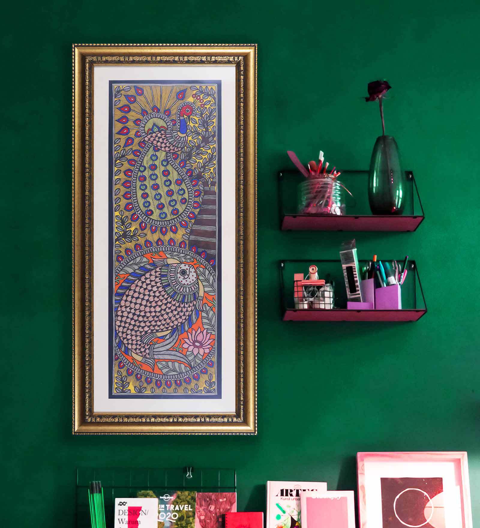 Fish Symbol of Fertility and Prosperity Original Handmade Madhubani Painting