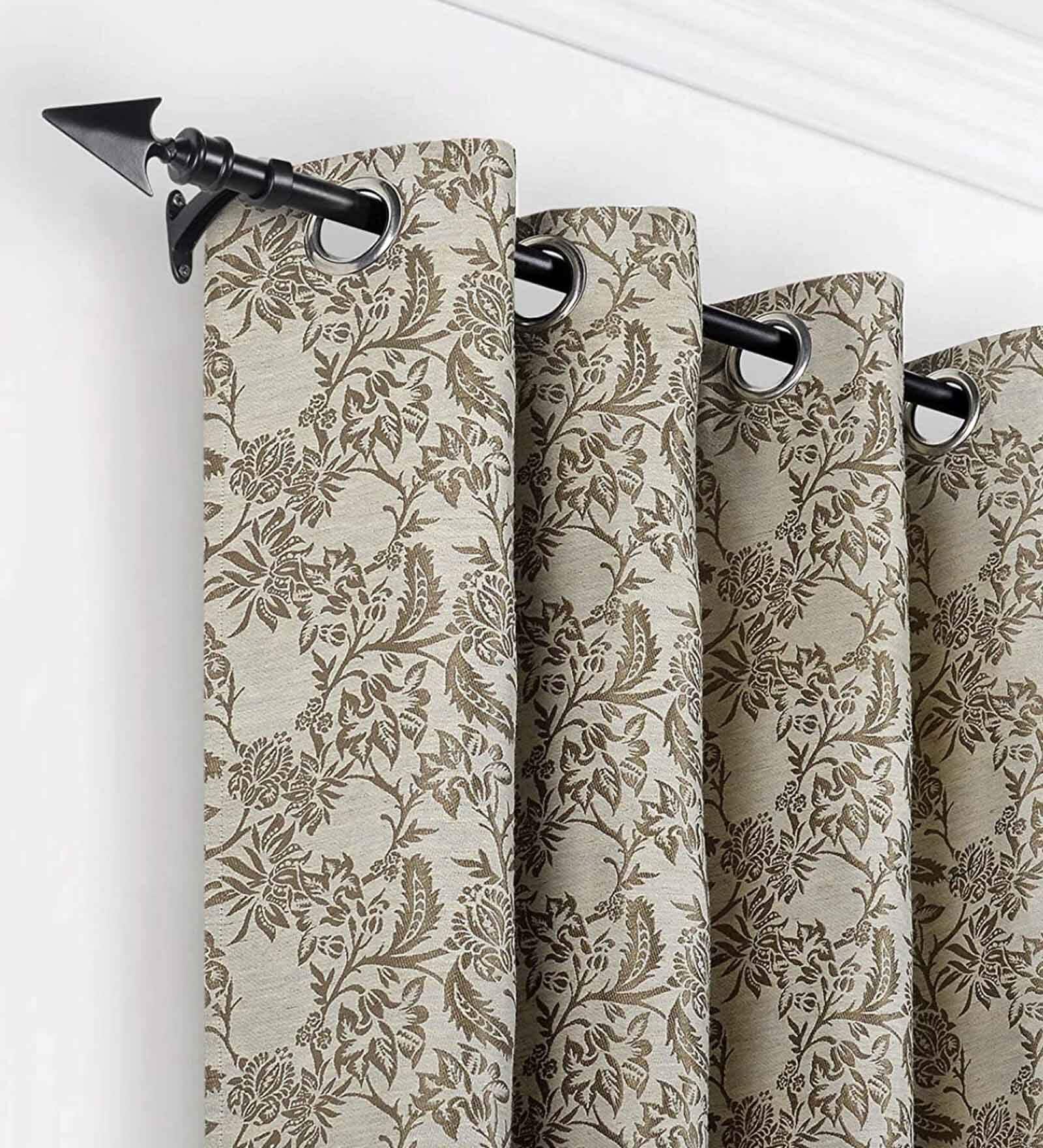 Black Flat Arrow Iron Expandable 1 Curtain Rod with Accessories ( 66 to 120 Inches)
