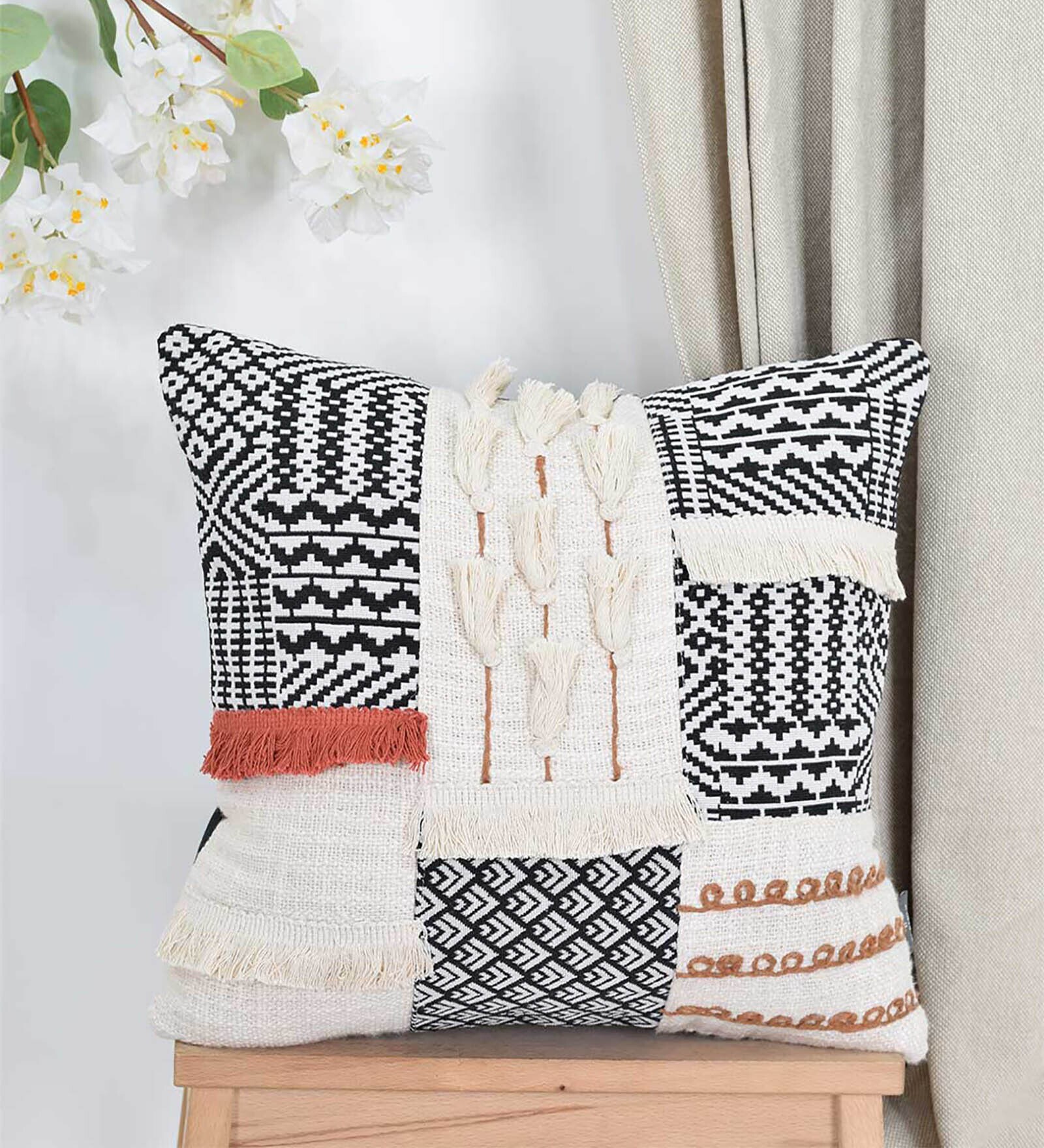 Black Textured 16x16 inches Cushion Cover
