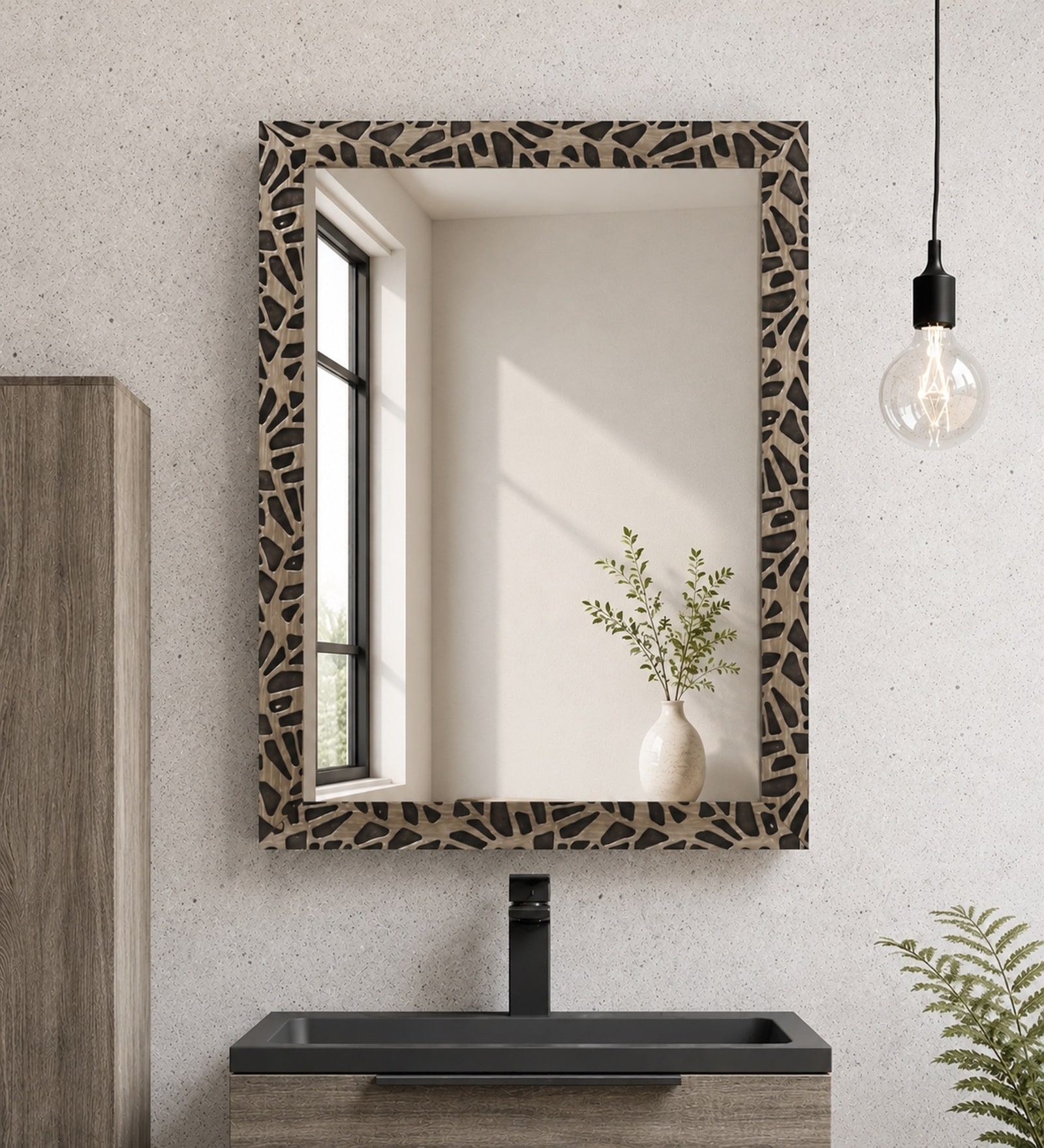 Black Glass Artist Wall Mirror