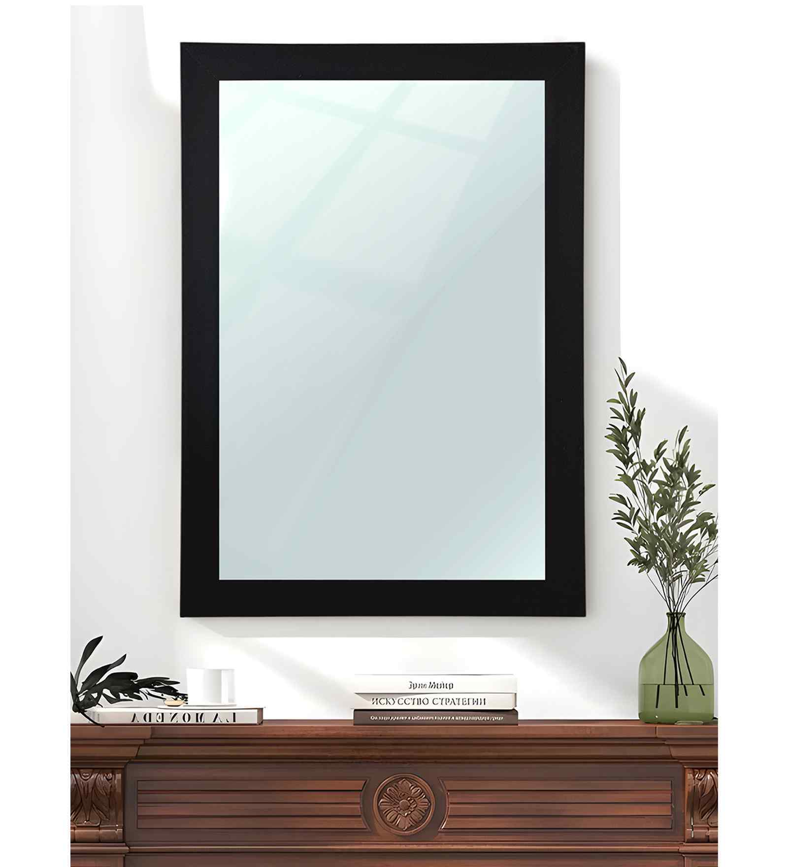 Black Glass Bathroom Wall Mirror