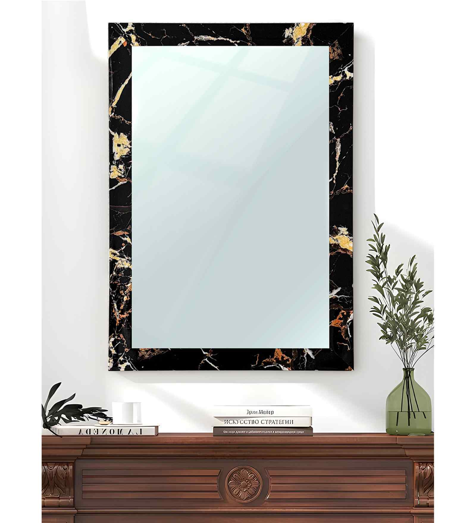 Black Glass Bathroom Wall Mirror