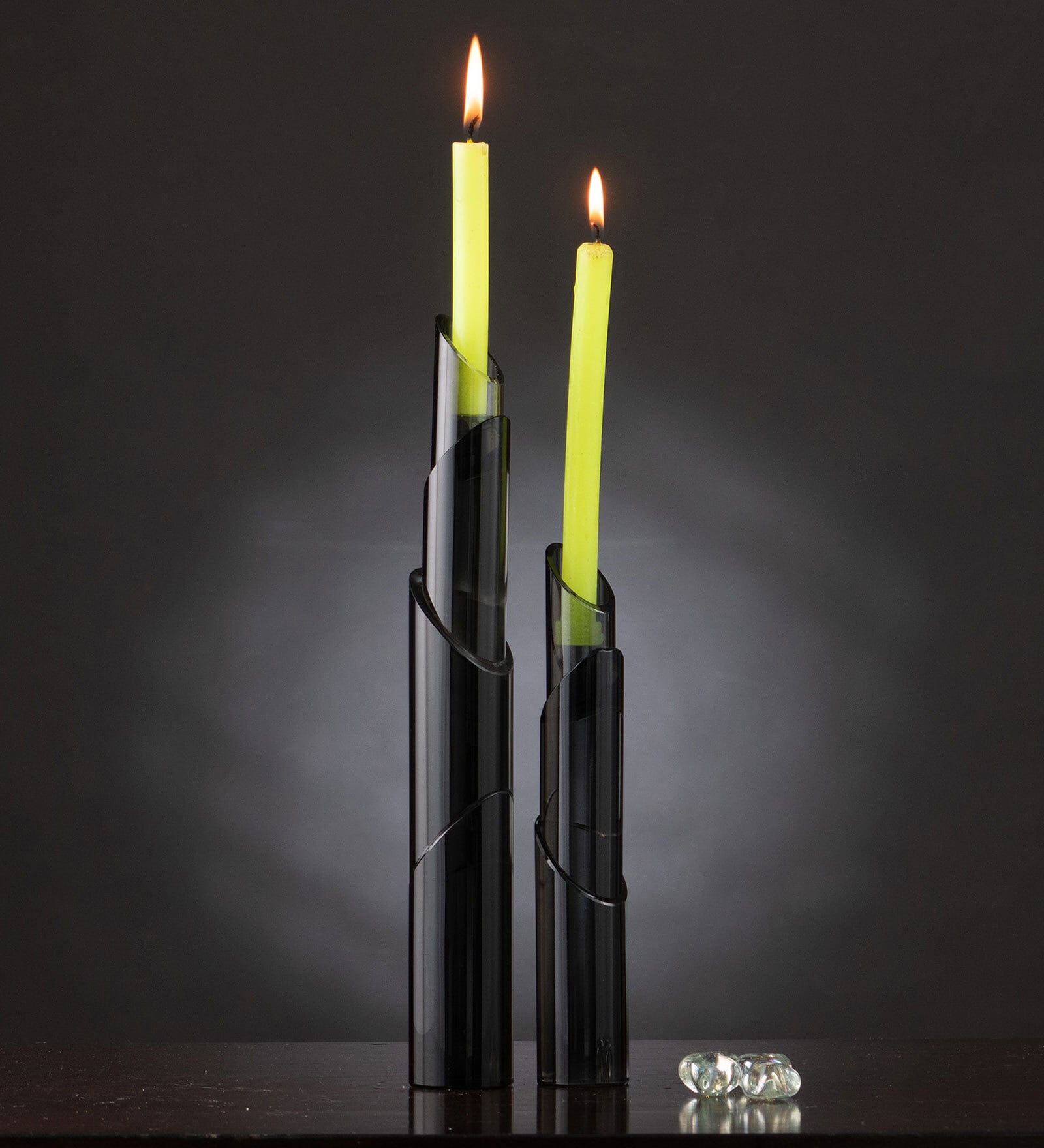 Black Glass Candle Holder