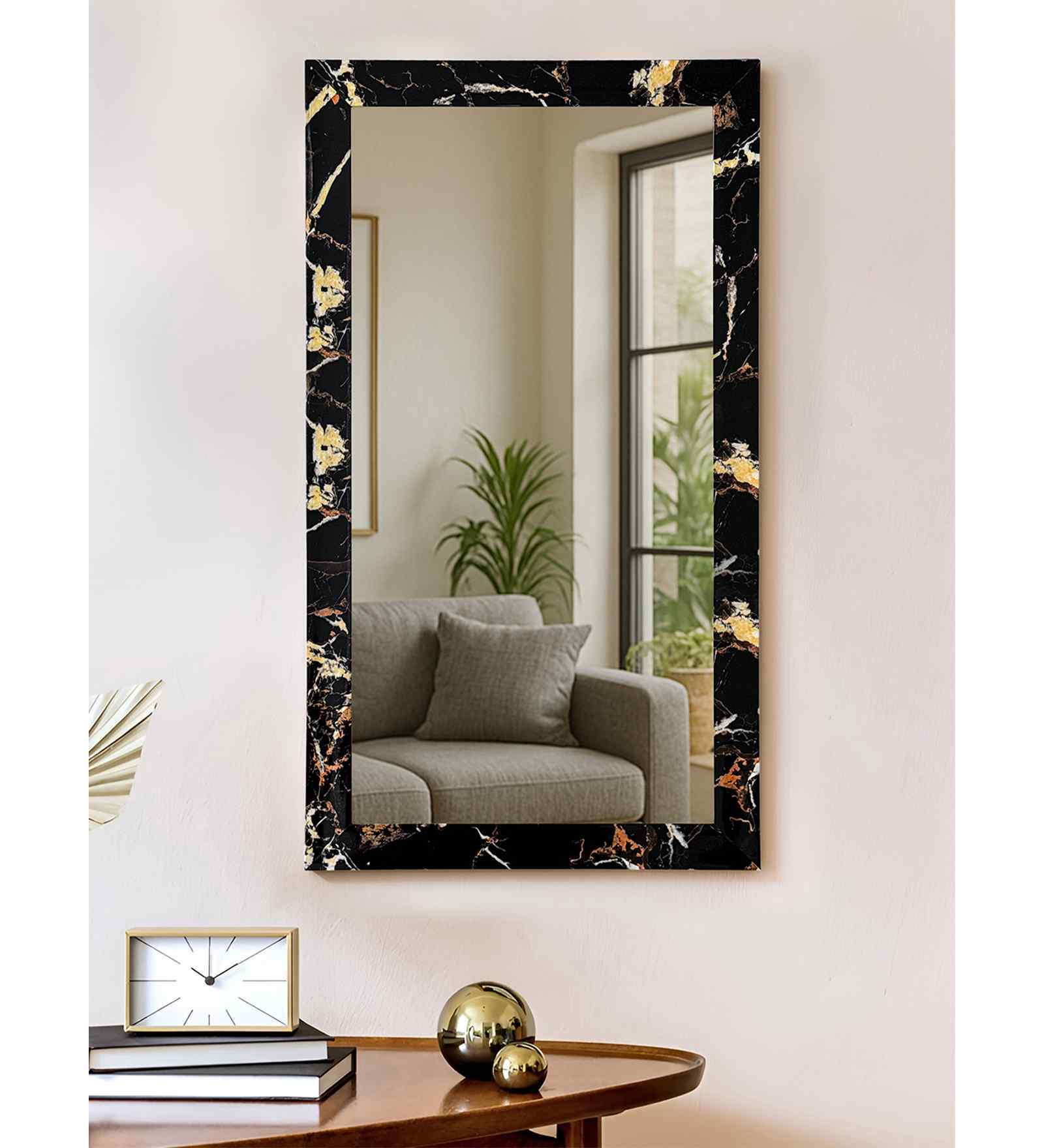 Black Glass Engineered Wood Mirror