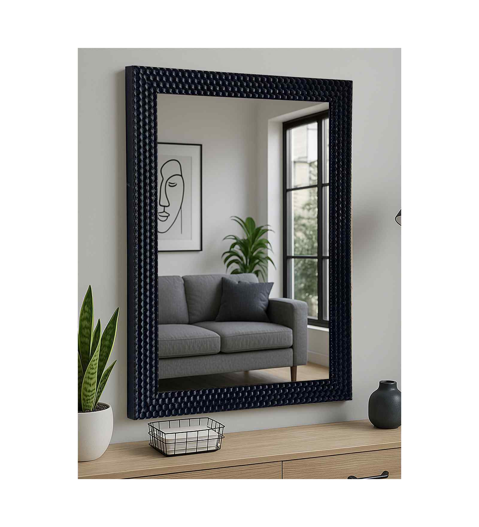 Black Glass Home Decorative Mirror