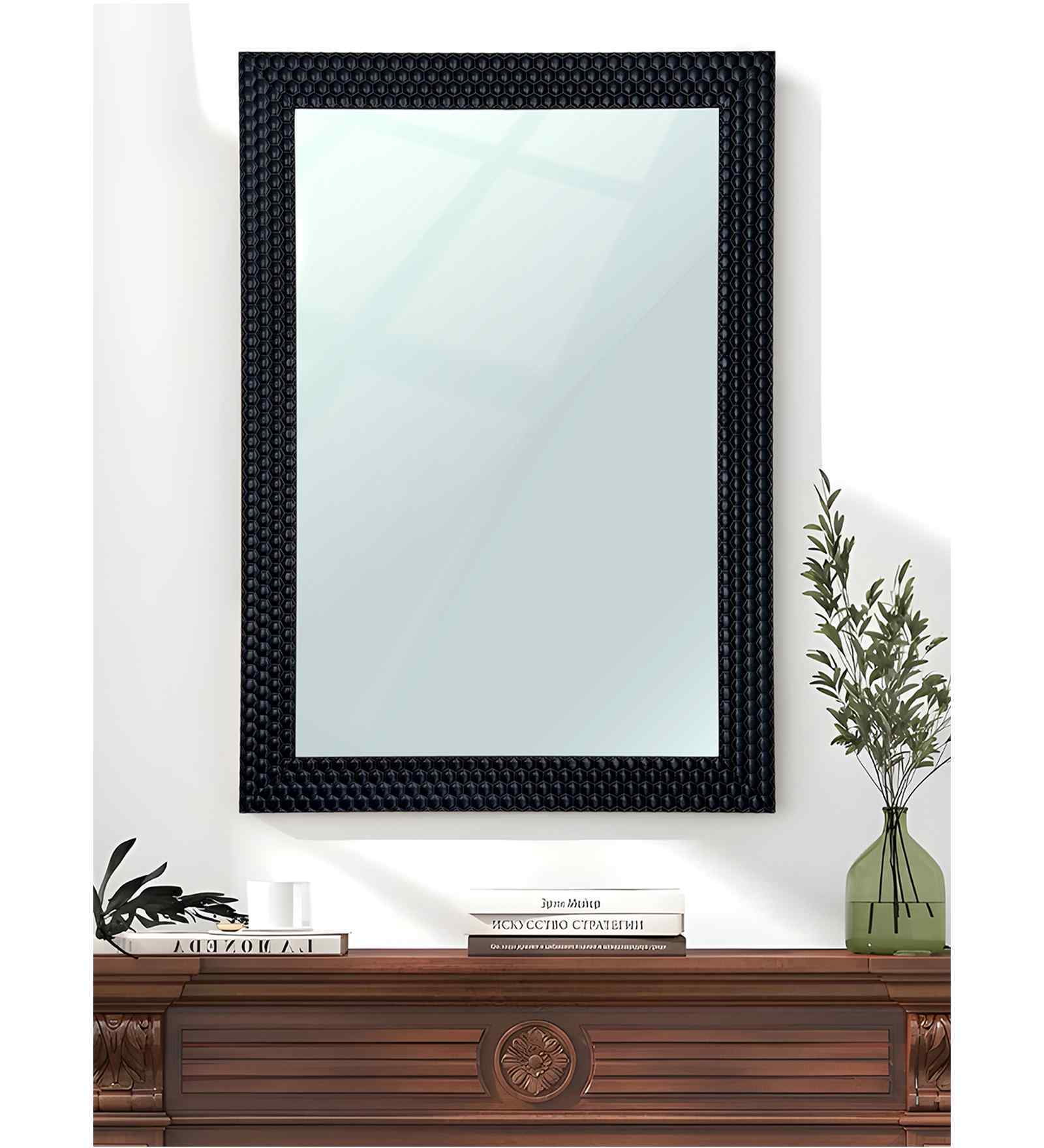 Black Glass Marble Finish Mirror