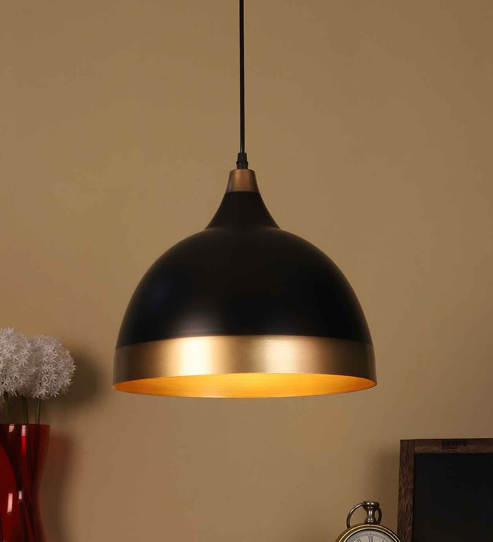 Behar Black Glass Hanging Light