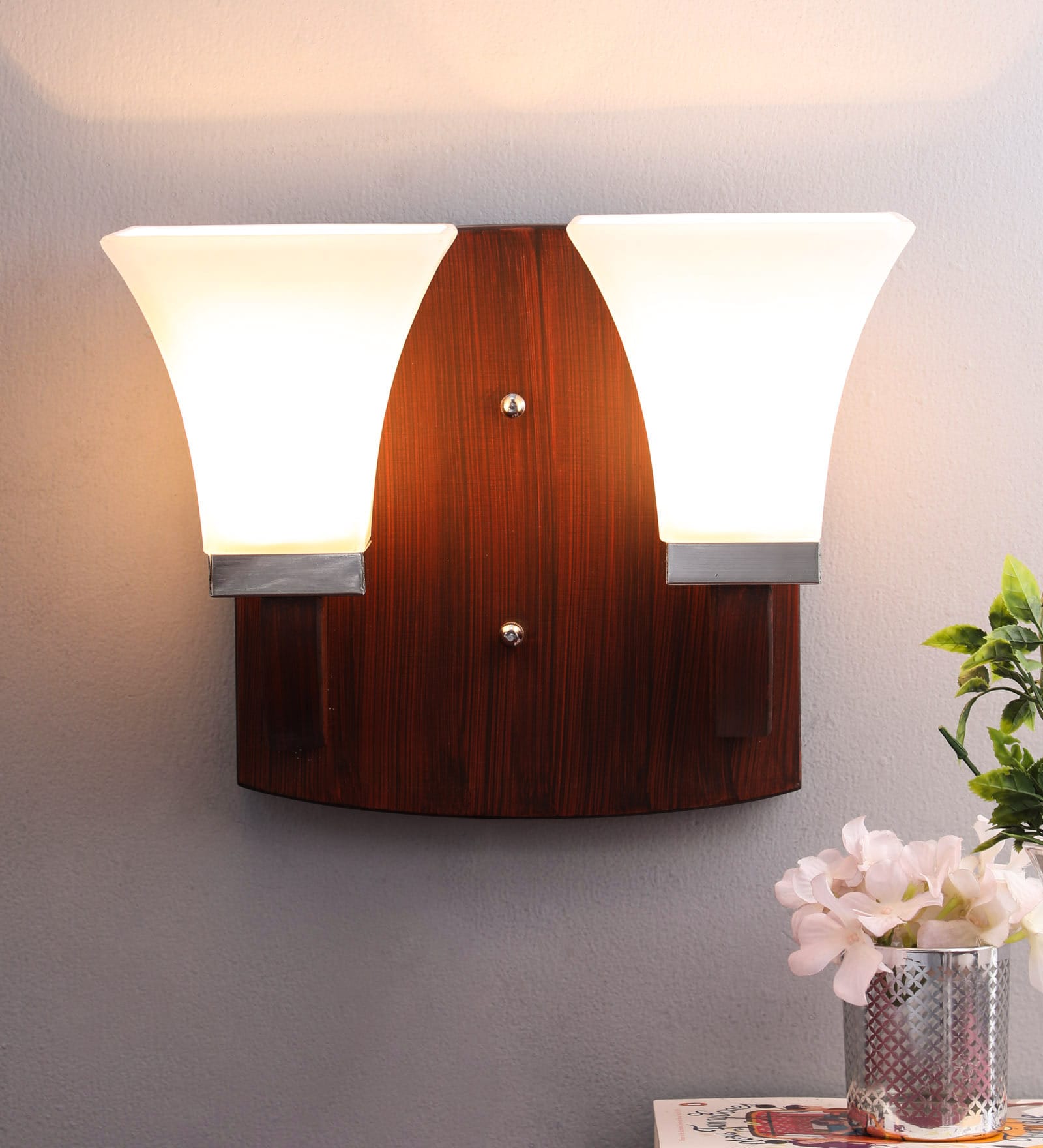 Glass Wall Mounted Uplight Sconce (Brown)