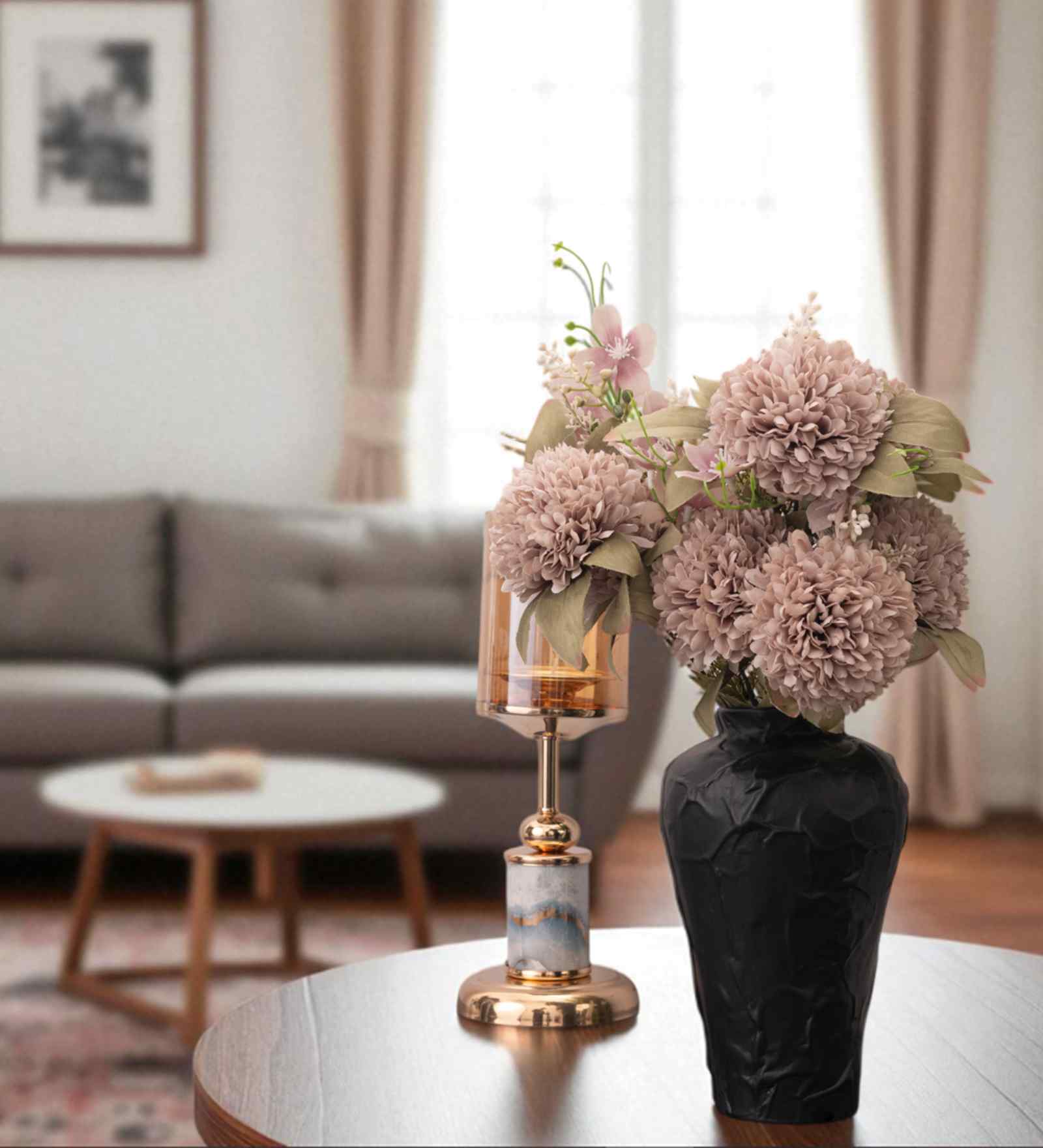 Black Glazed Atelier Ceramic Amphora Shaped Vase