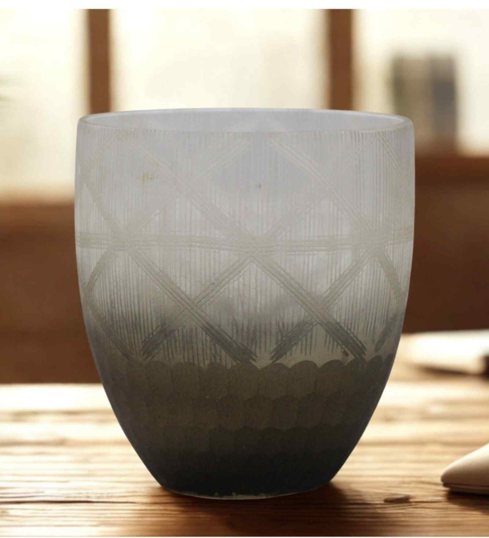 Black And White Diamond Design Glass Candle Holder for Home Decor