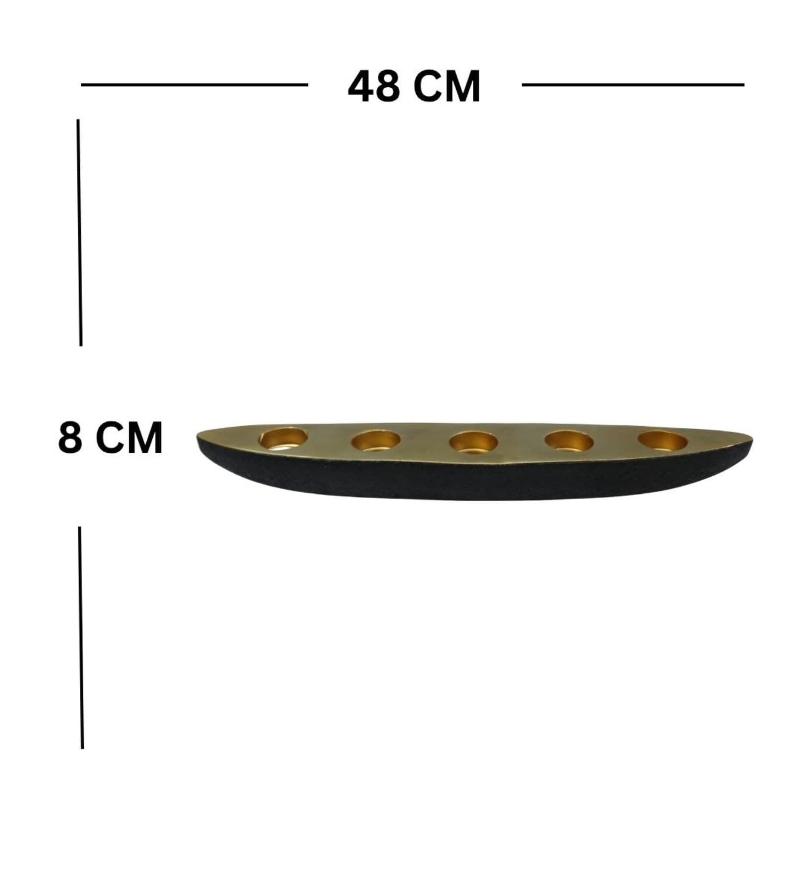 Black And Gold Boat Shape 5 Tea Light Holder