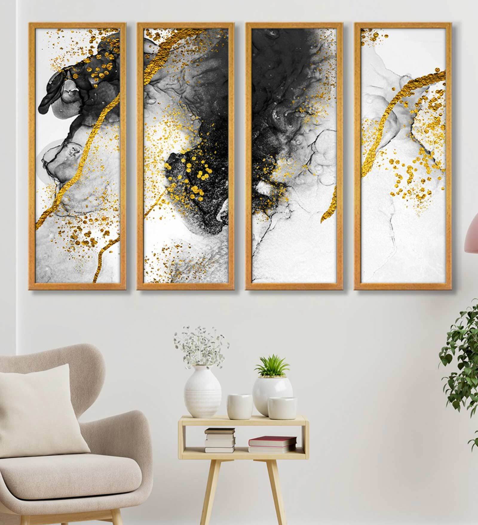 Fort Multicolour Canvas Framed Landscape Art Panel Set of 4