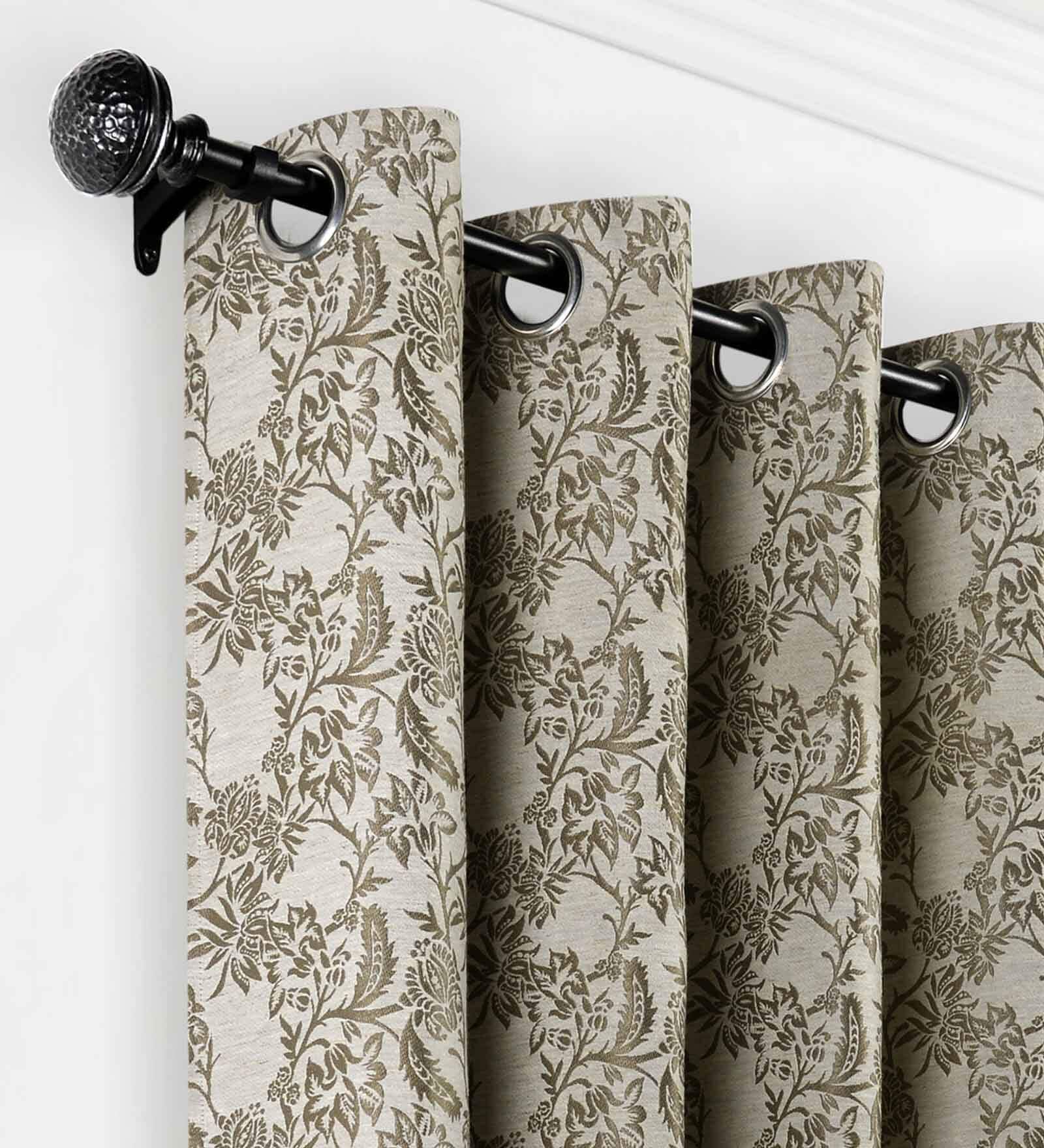Black Hammered Mushroom Iron Expandable 1 Curtain Rod with Accessories ( 36 to 66 Inches)