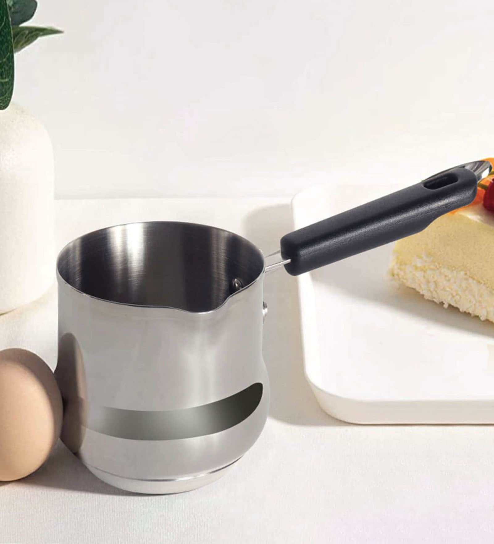 Mini 6 Ltrs Silver Stainless Steel Milk Pan