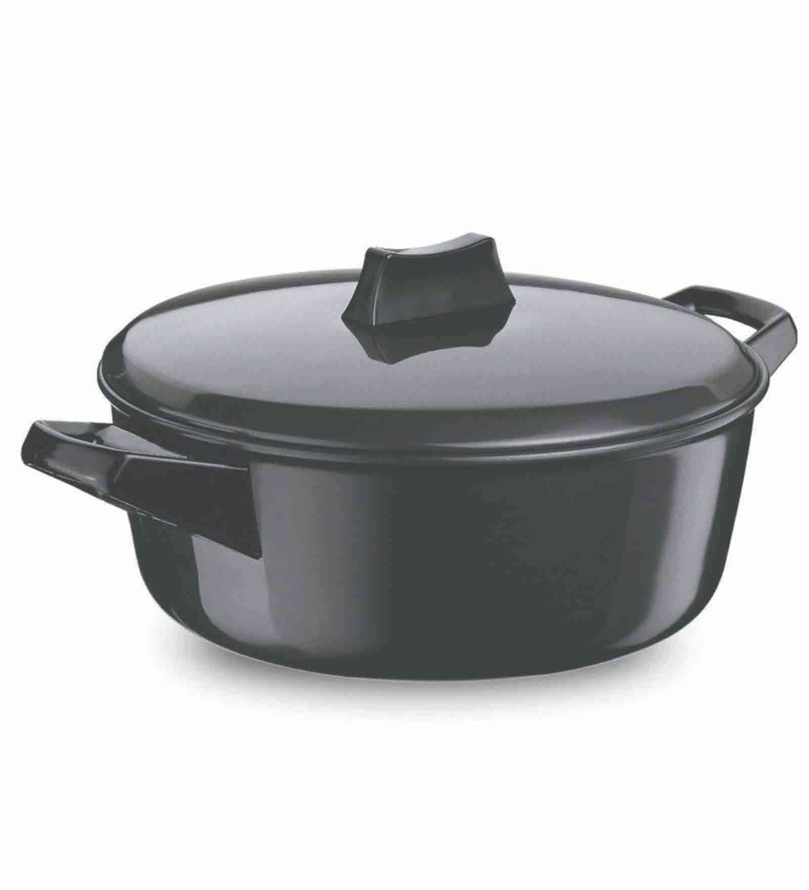 Cook N Serve Hard Anodized 3 Ltrs Induction Friendly Black Stainless Steel Cooking Pot with Lid