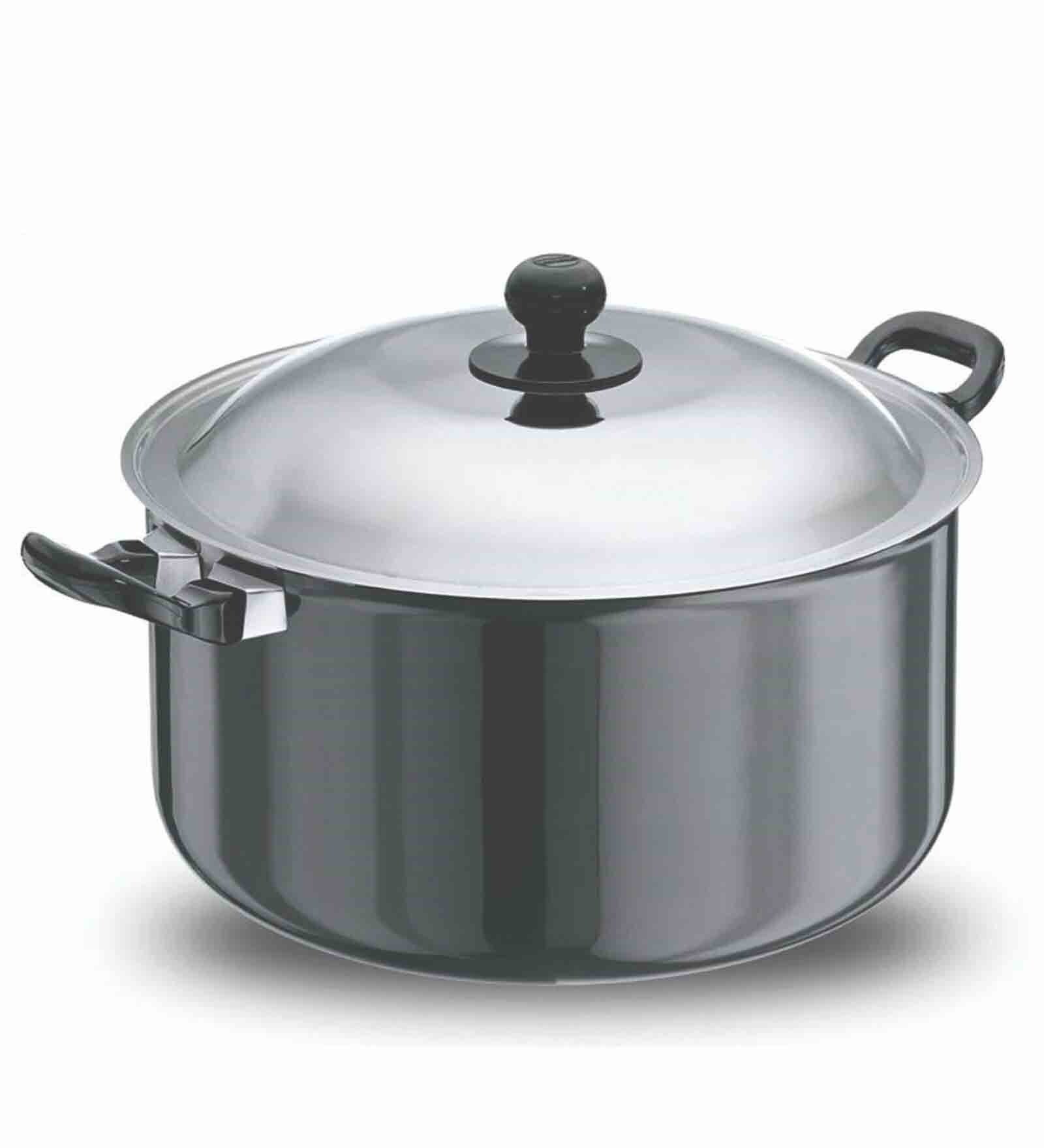Cook & Serve Hard Anodized 8.5 Ltrs Induction Friendly Black Aluminium Stew Pot with Lid