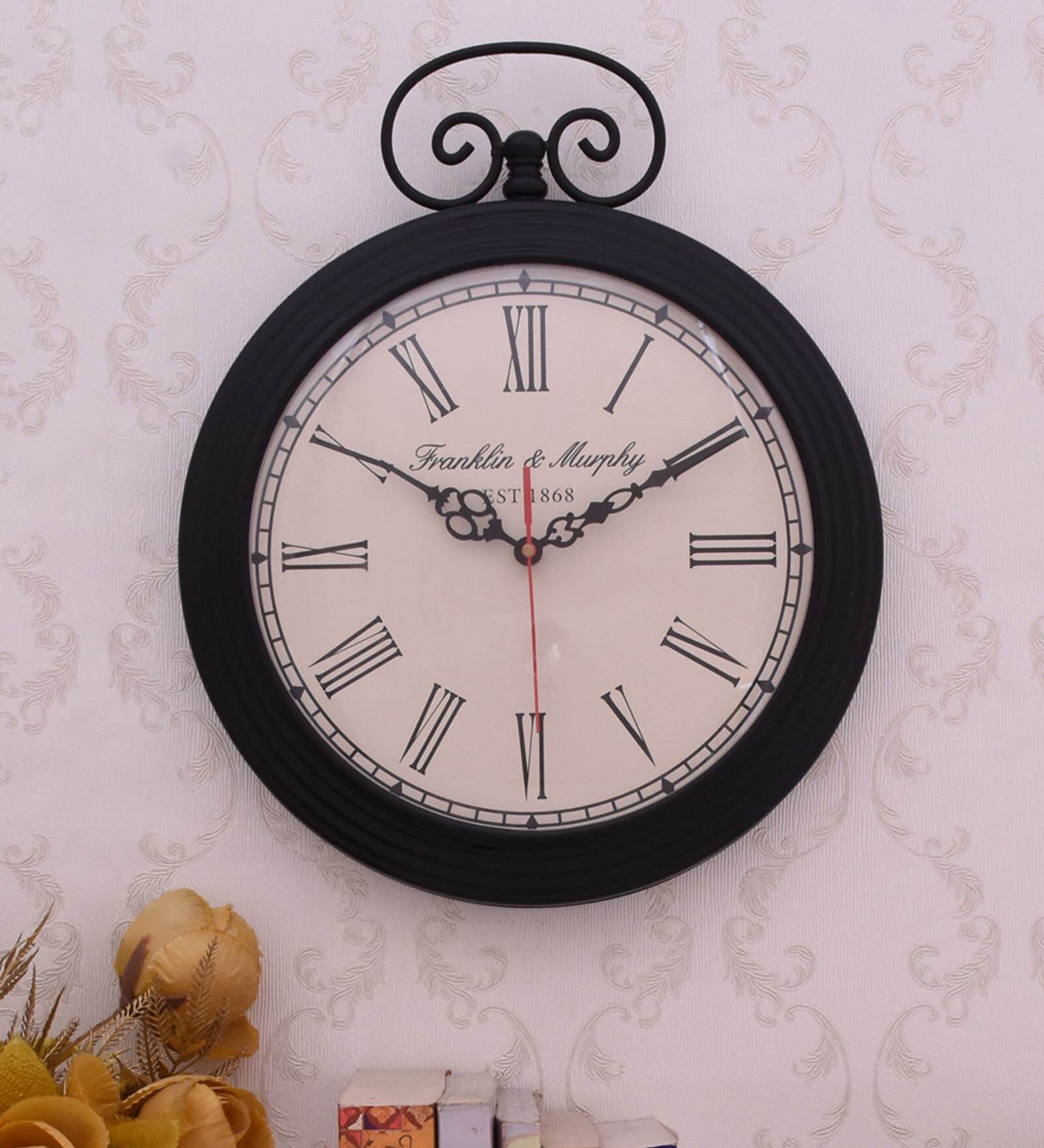 Buy Black Iron Wall Clock by Home Sparkle Online Modern Wall Clocks