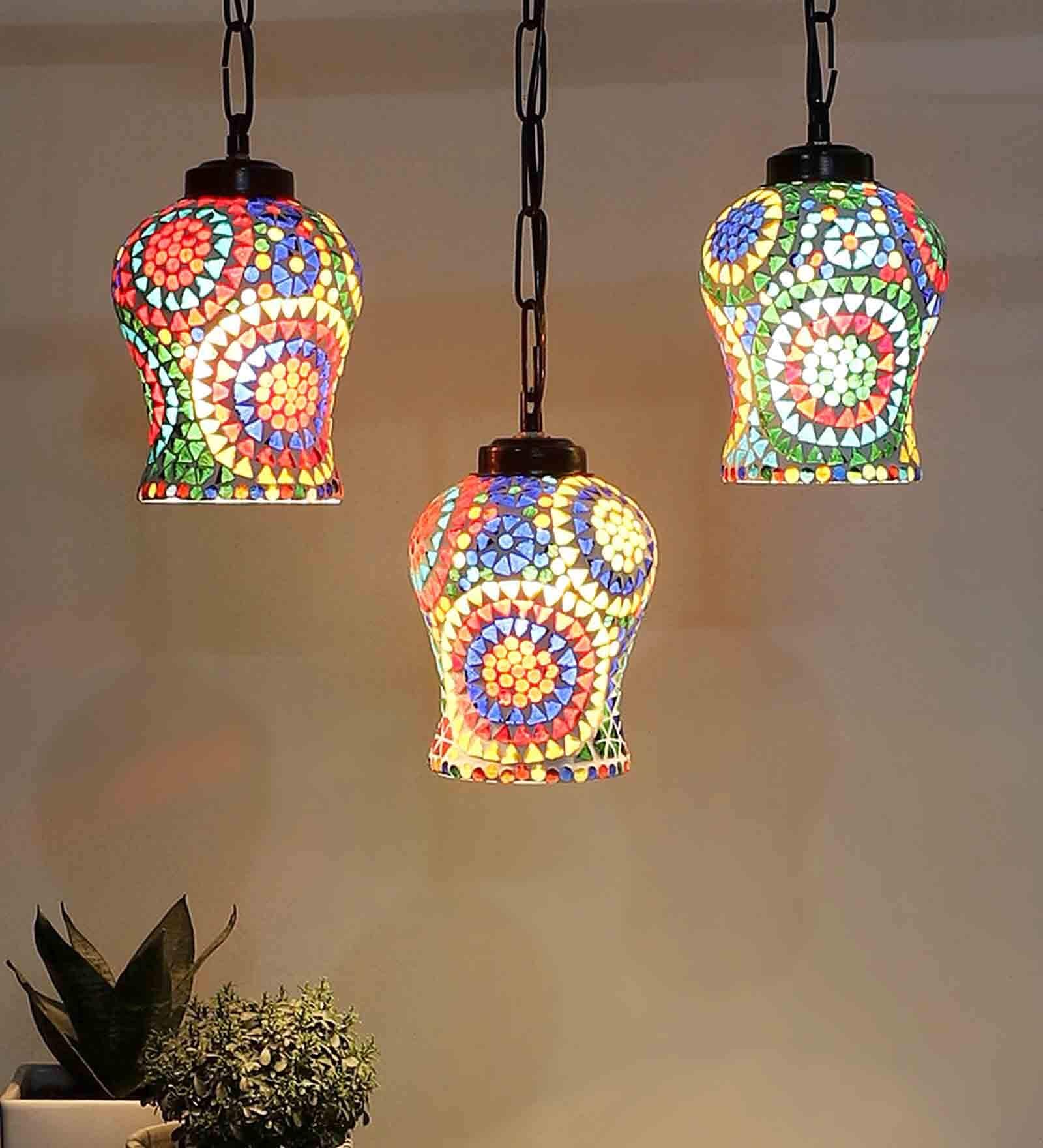 Black Iron and Glass Cluster Hanging Light