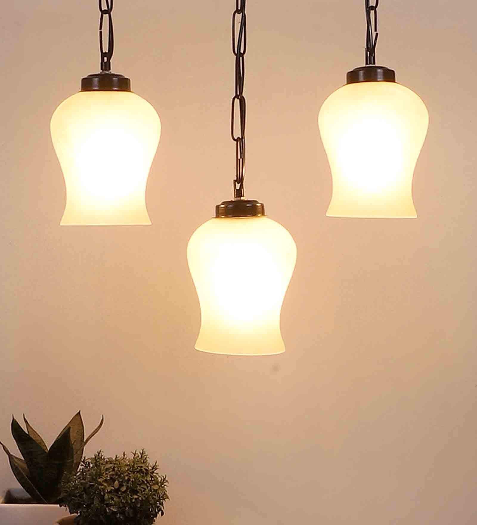 Black Iron and Glass Cluster Hanging Light