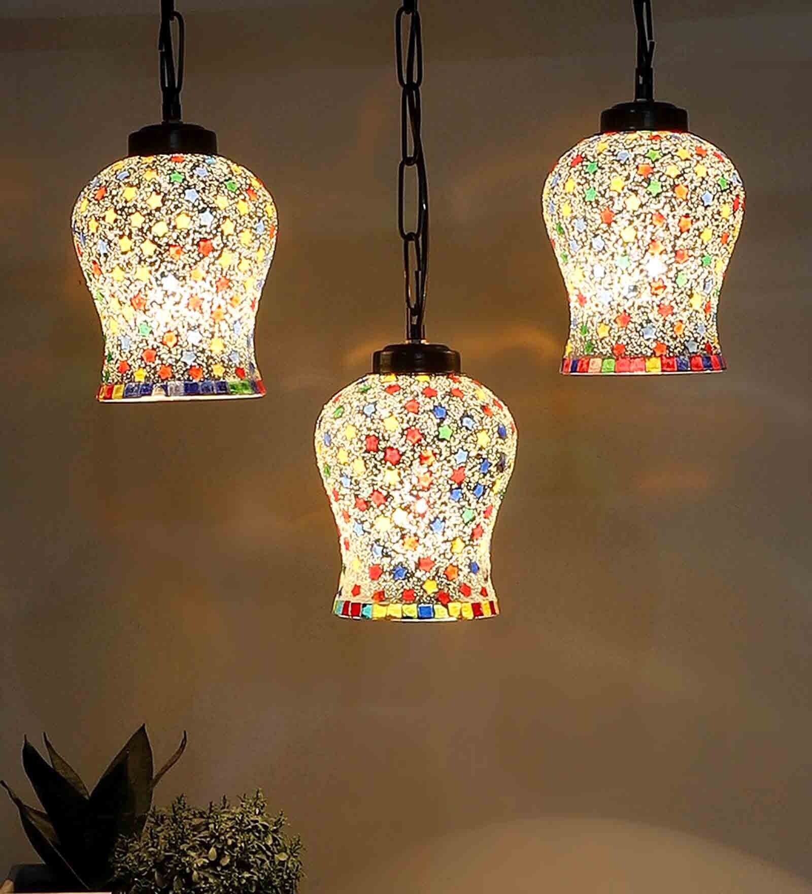 Black Iron and Glass Cluster Hanging Light