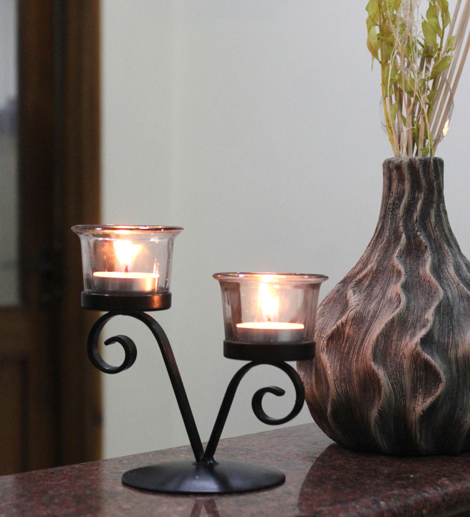 Black Iron Table Tea Light Holder