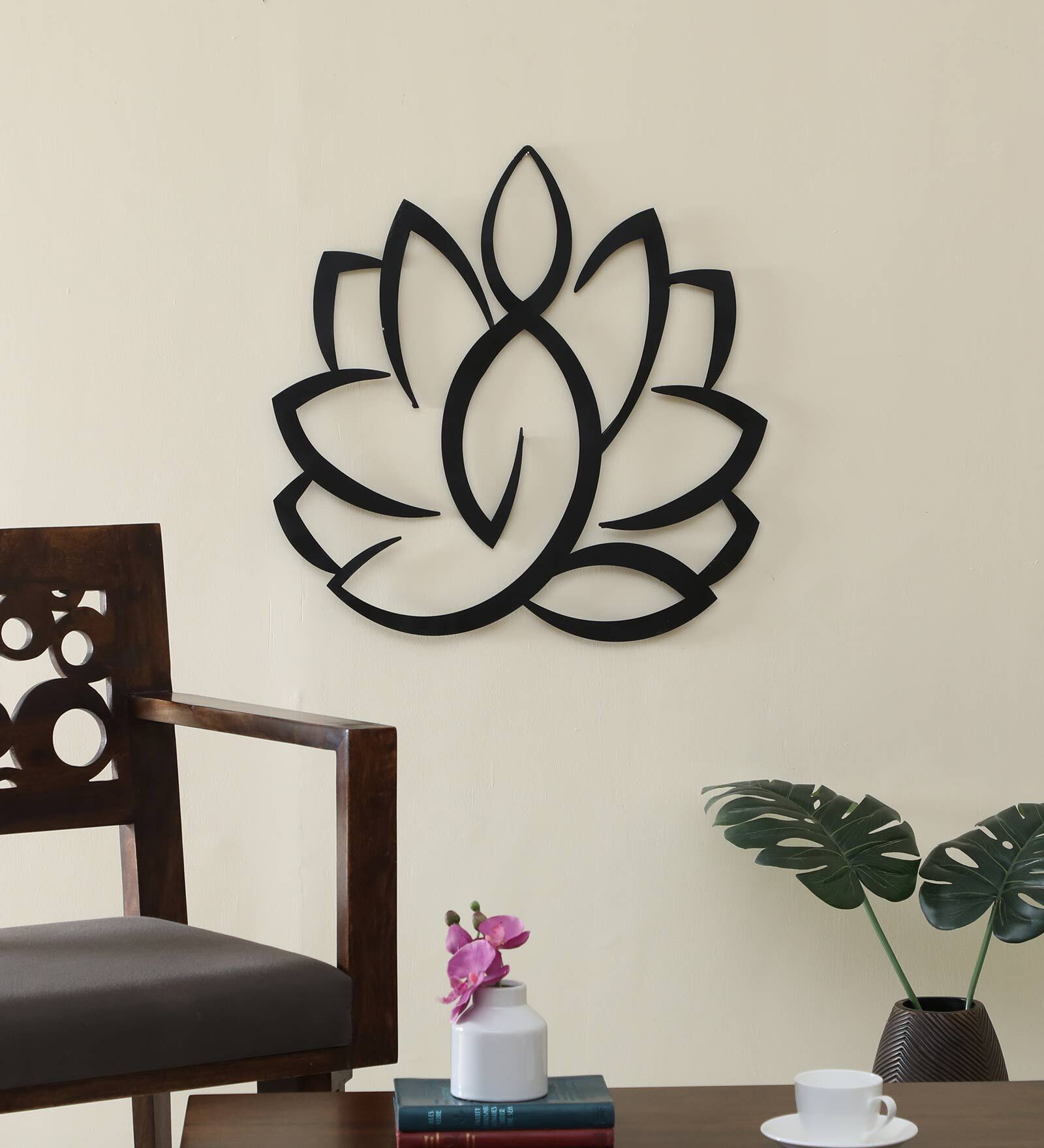 Black Iron Lotus Metal Wall Art