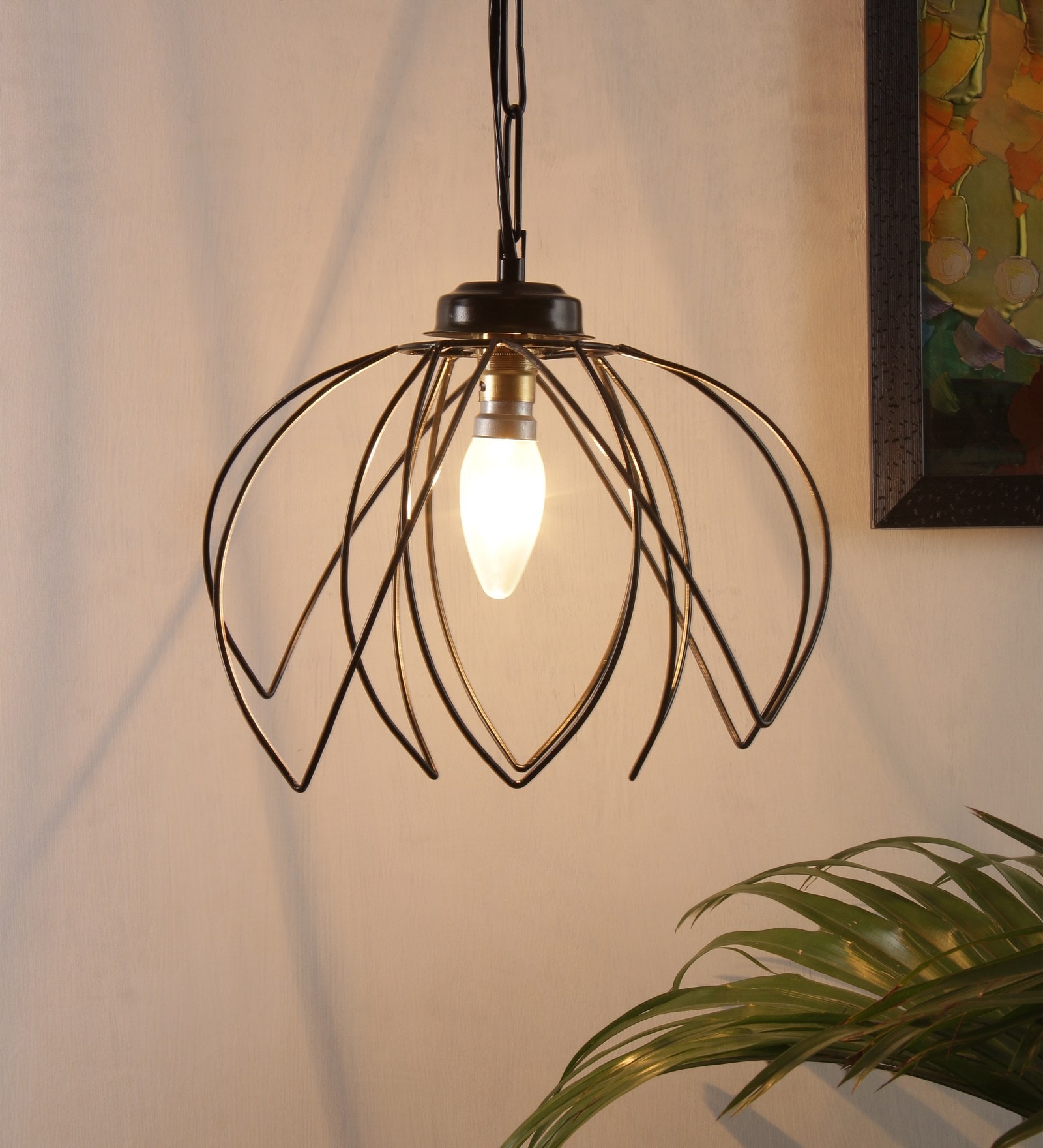 Tasot Black Iron Hanging Light