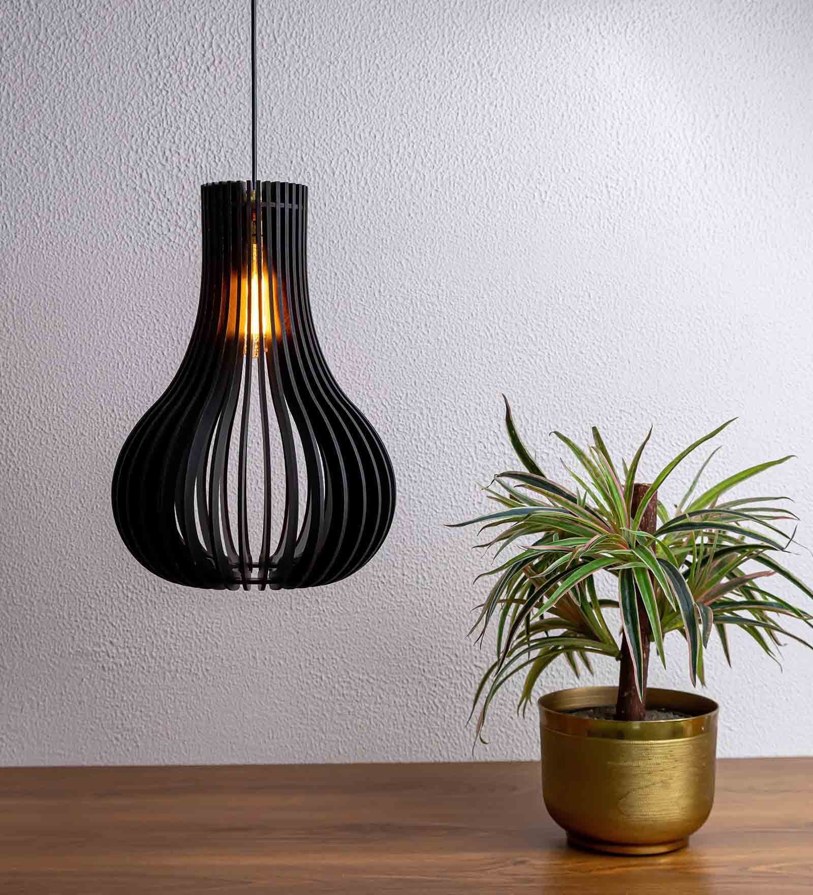Demarius Black Wooden Hanging Light