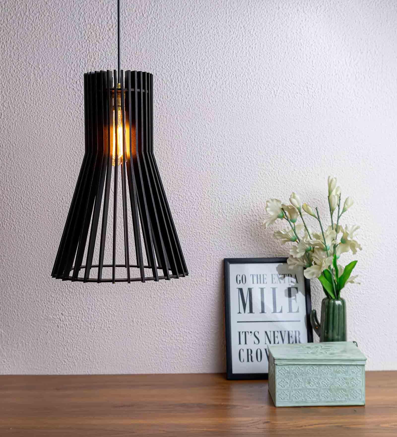 Marc Black Wooden Hanging Light