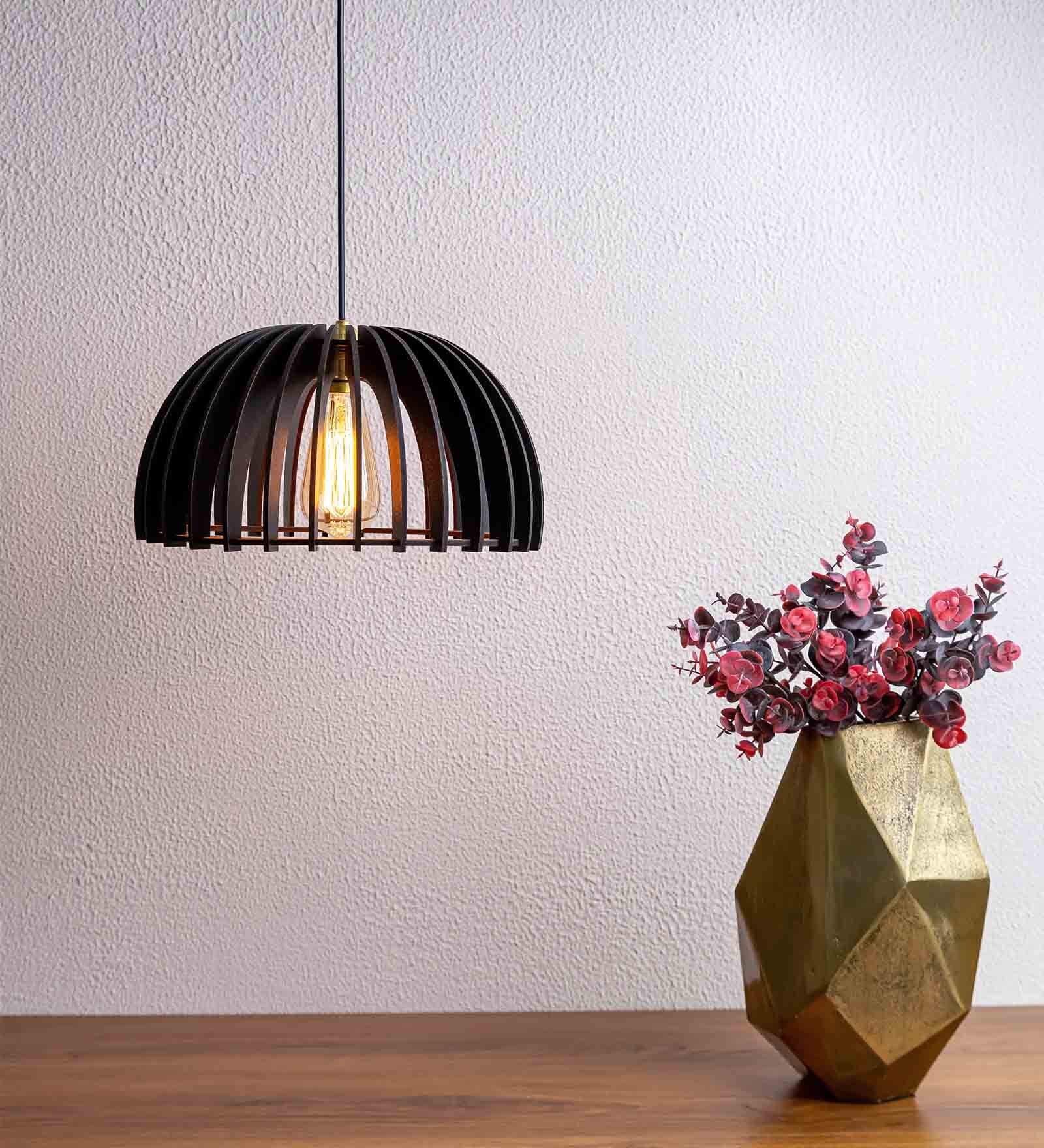 Luno Black Wooden Hanging Light