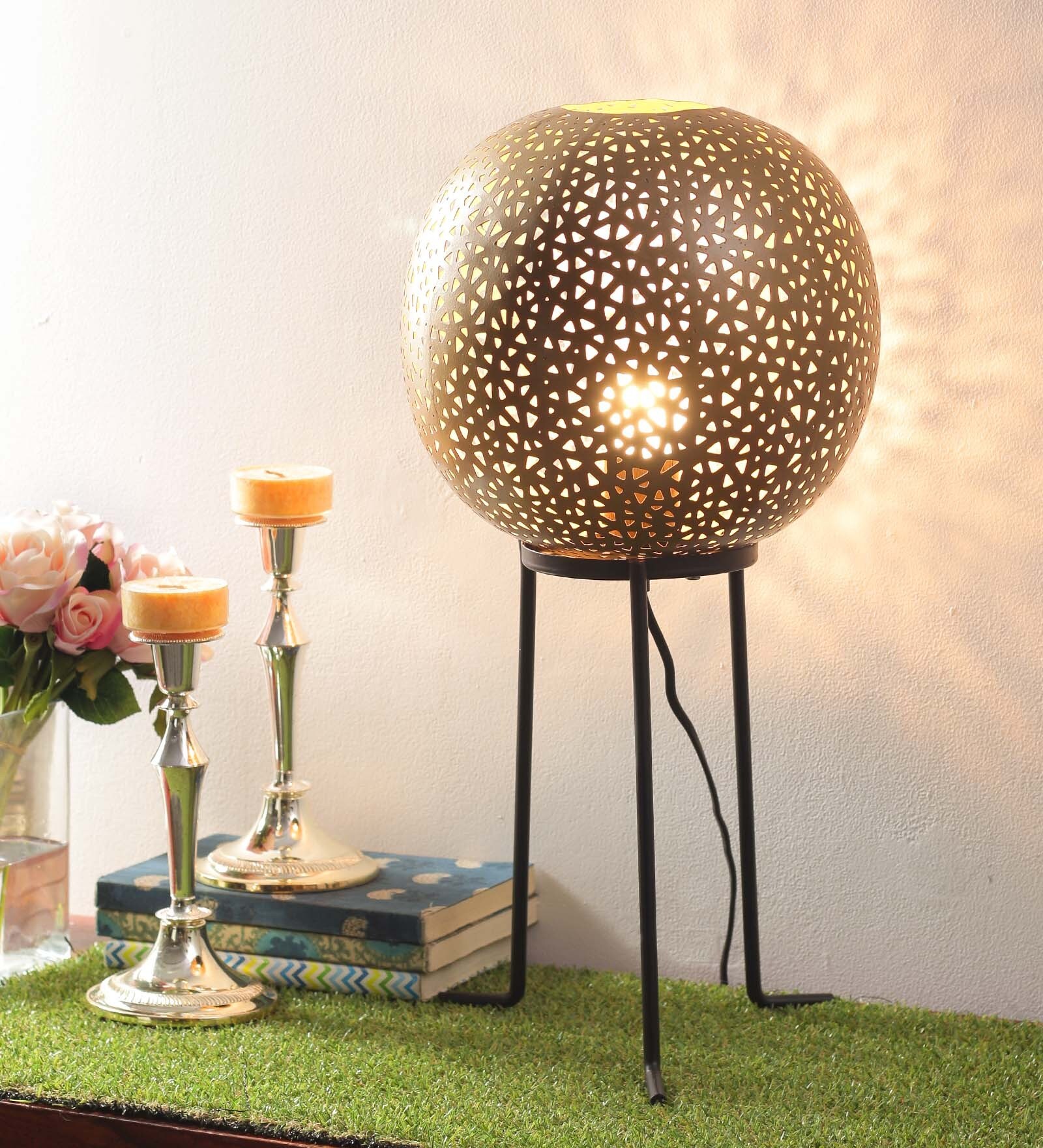 Zana Black Metal Shade Table Lamp with Black Base