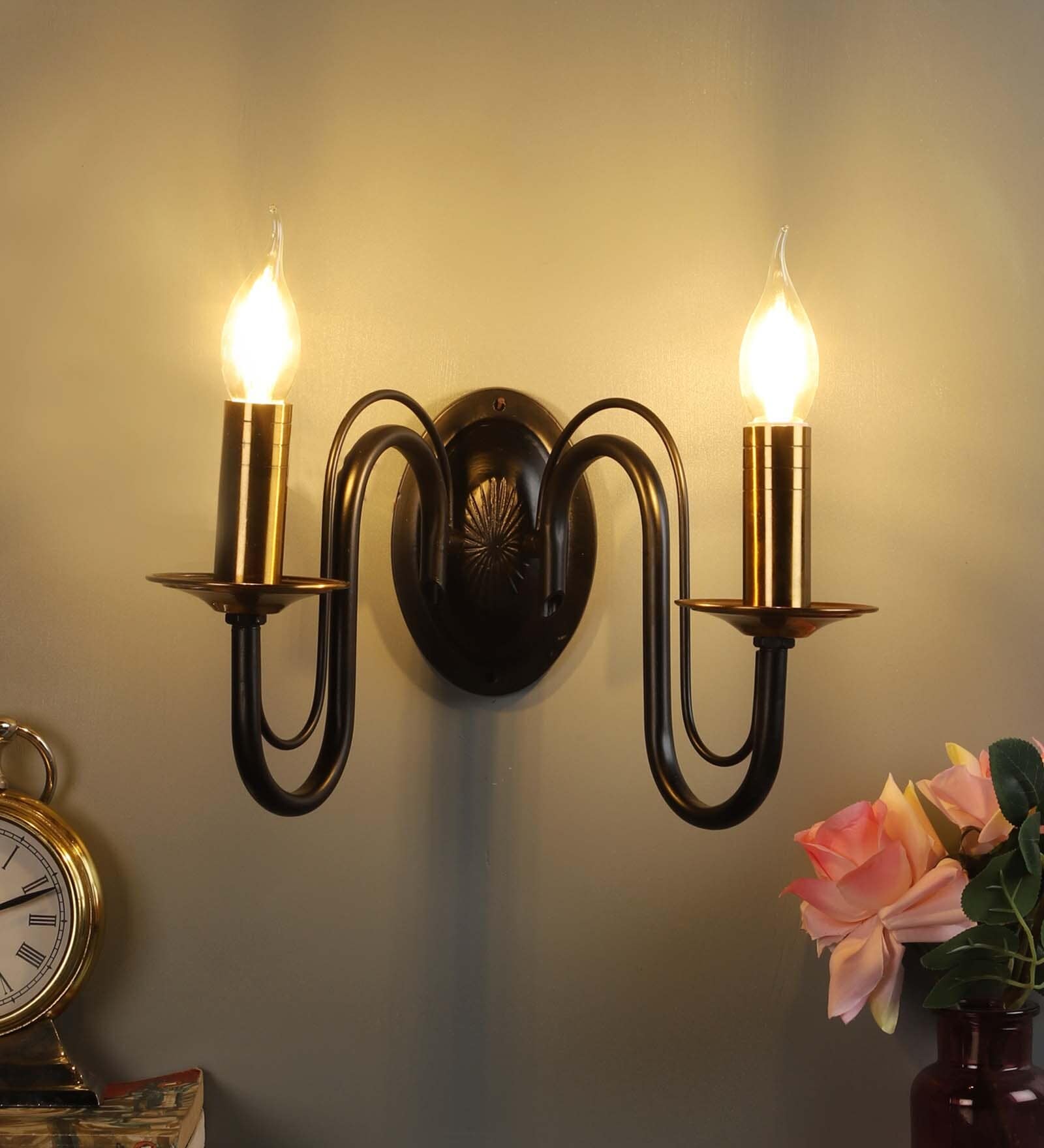 Bendigo Iron Candle Wall Light (Black)