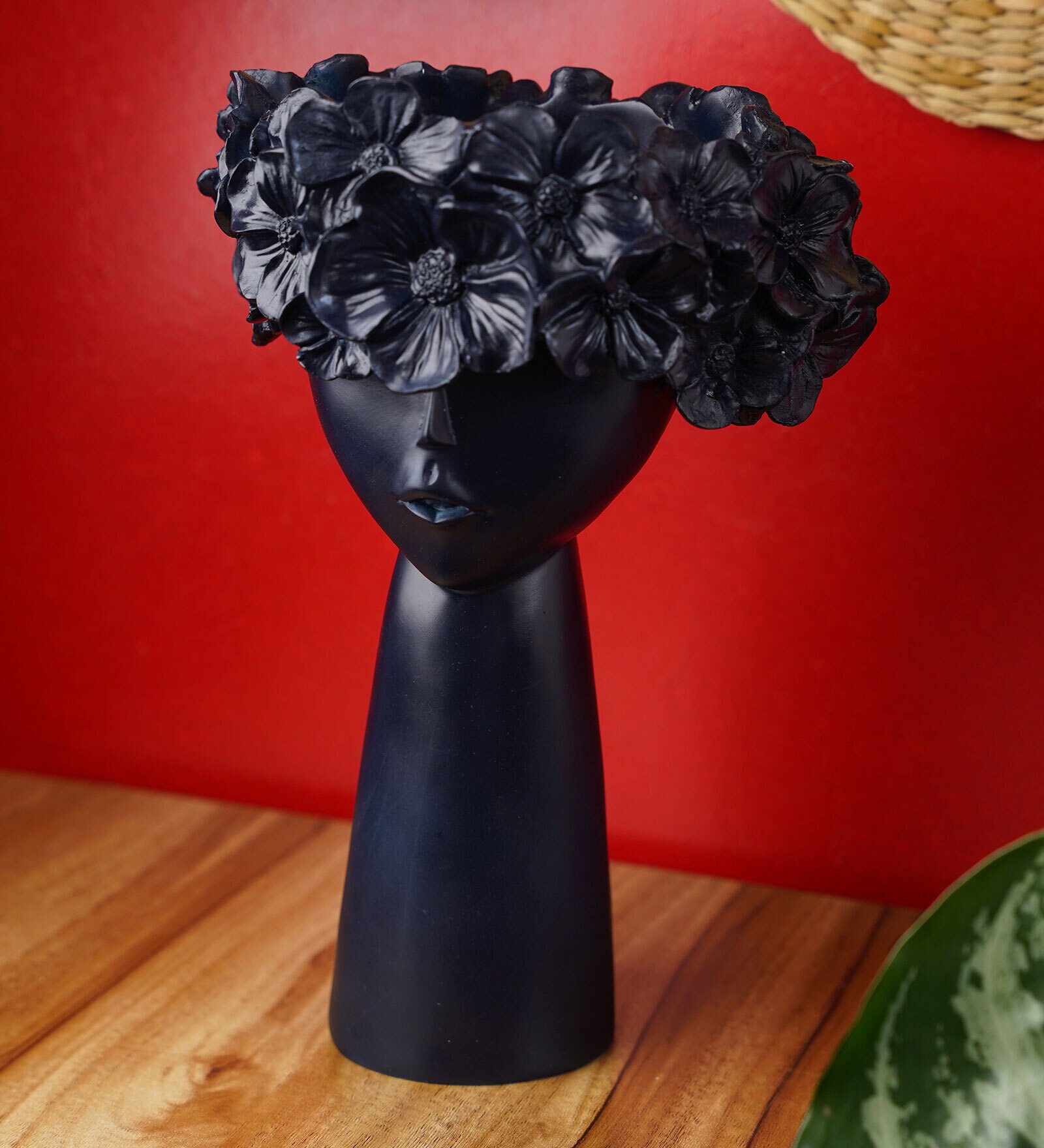 Black Lady Dark Blue Resin Floor Vase