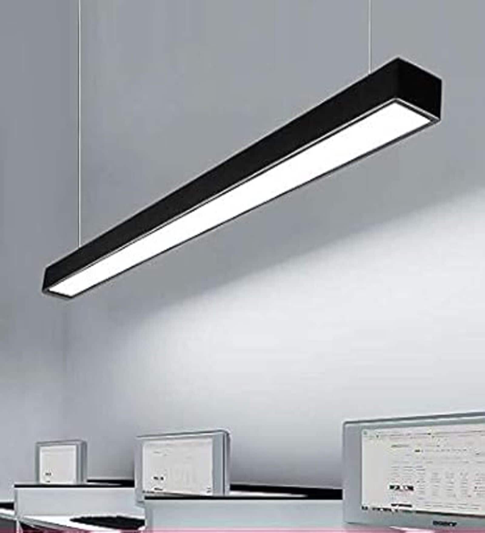 Black Linear 42W LED Ceiling Light Office & Gym Lighting 3 Color Modes