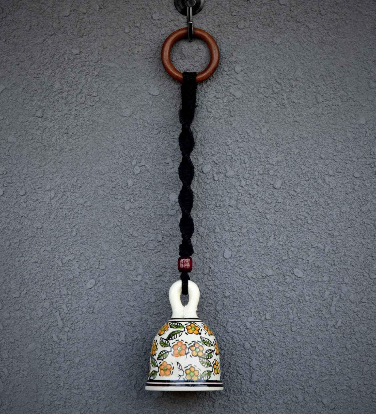 Black Macrame Ceramic Handmade bell for Wall hanging
