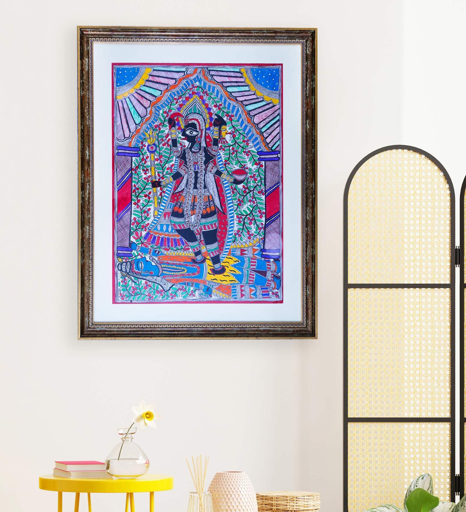 Goddess Kaali Original Handmade Madhubani Painting