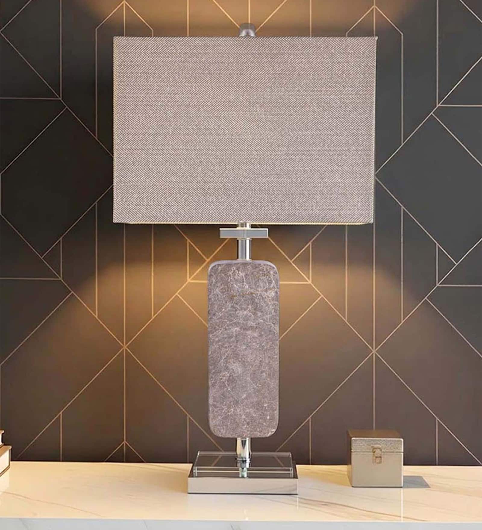 Black Marble Marbled Rectangular Table Lamp