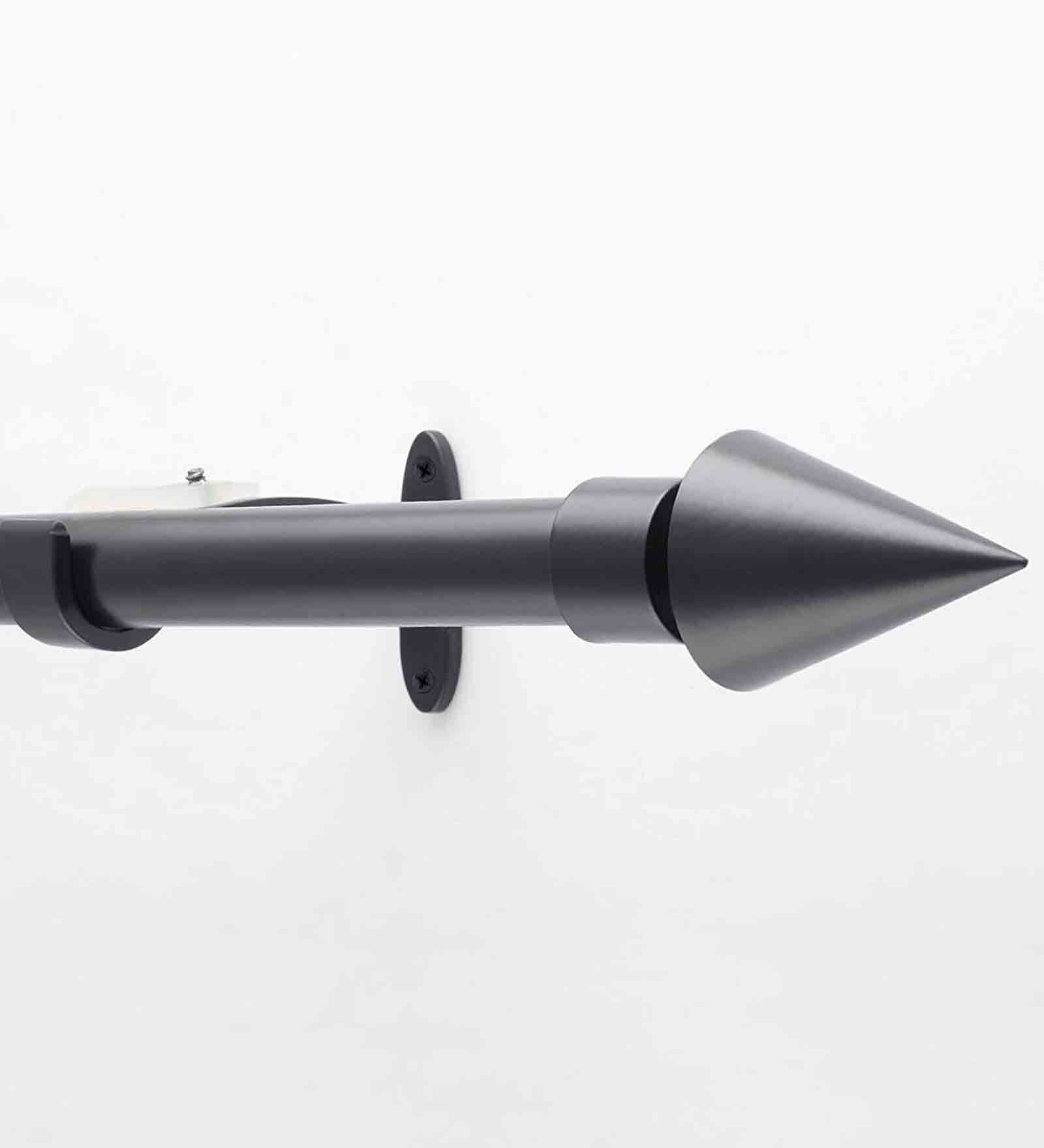 Black Matte 52 Inch expandable to 144 Inch Iron Curtain Rod with Bracket