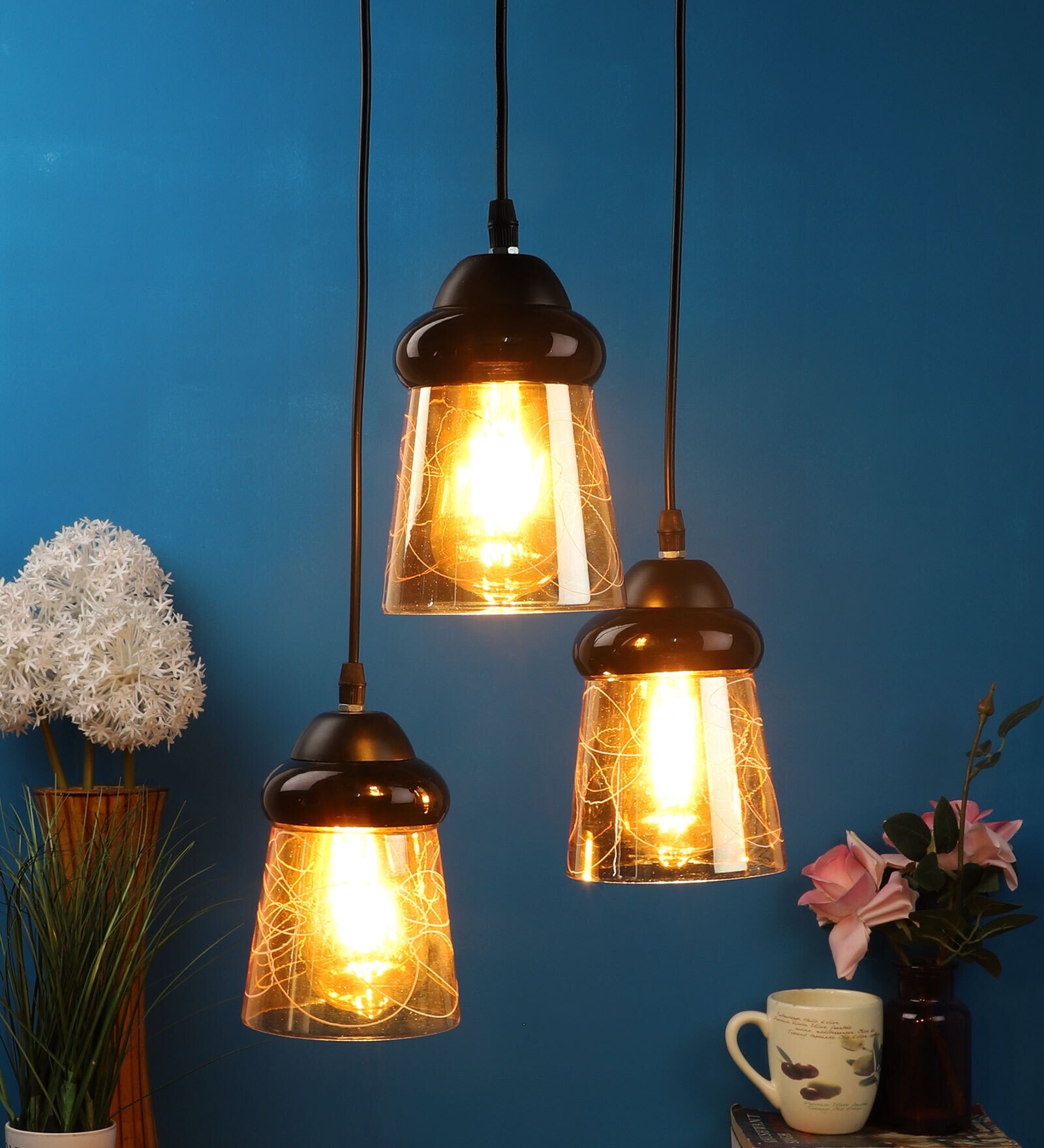 Bling Black Metal Cluster Hanging Light