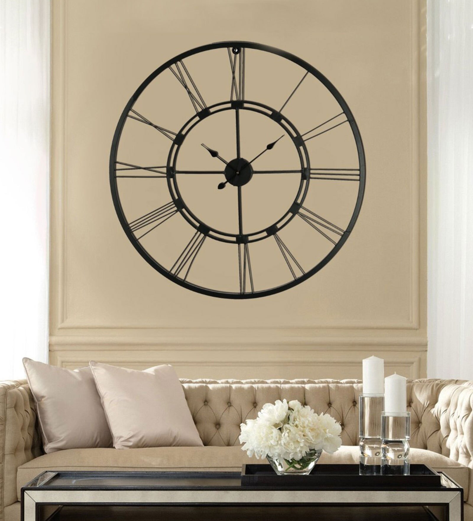 Buy Black Metal 40 Inch Wall Clock by Craftter Online - Vintage Wall ...