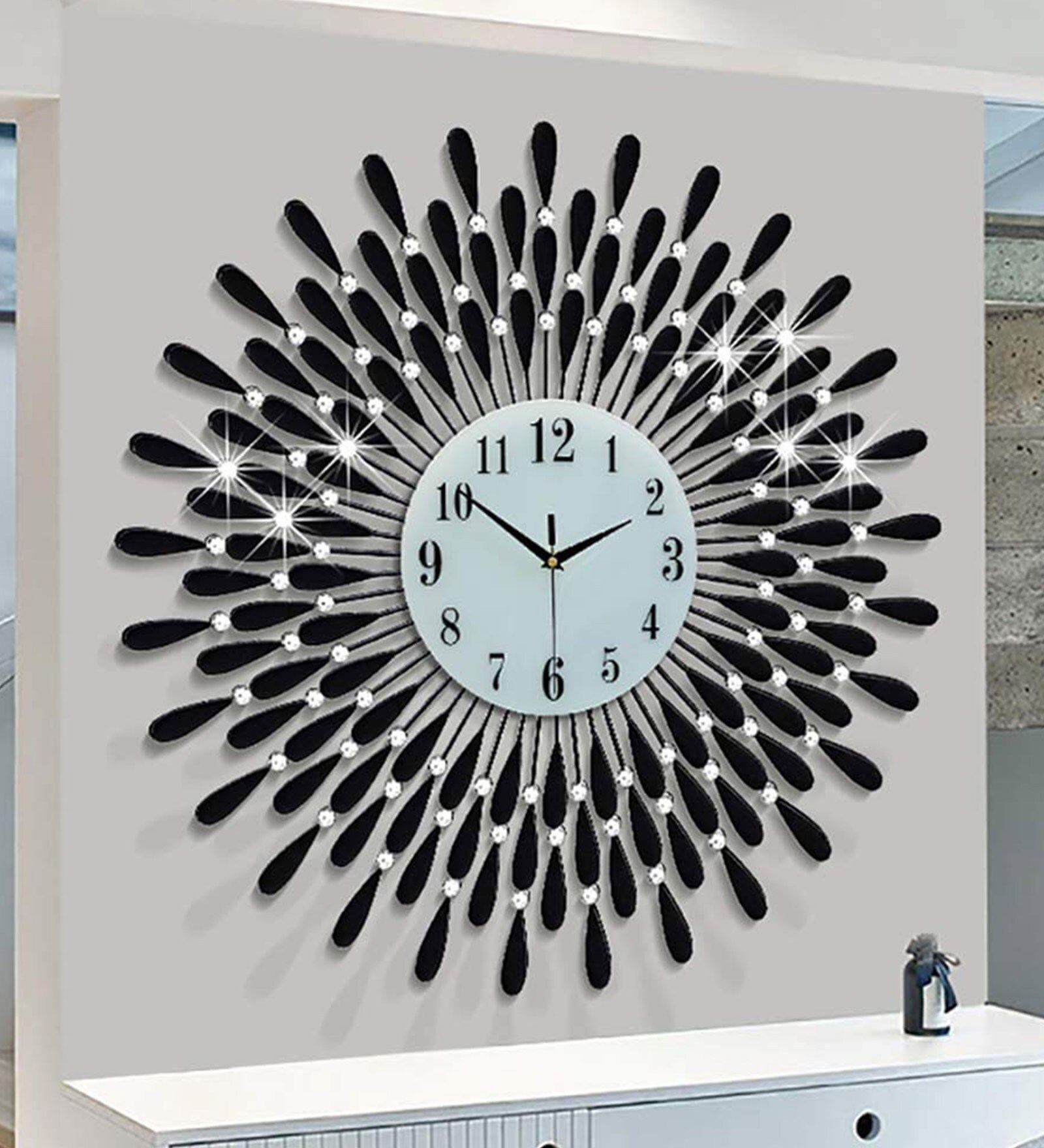Black Metal Analog Wall Clock