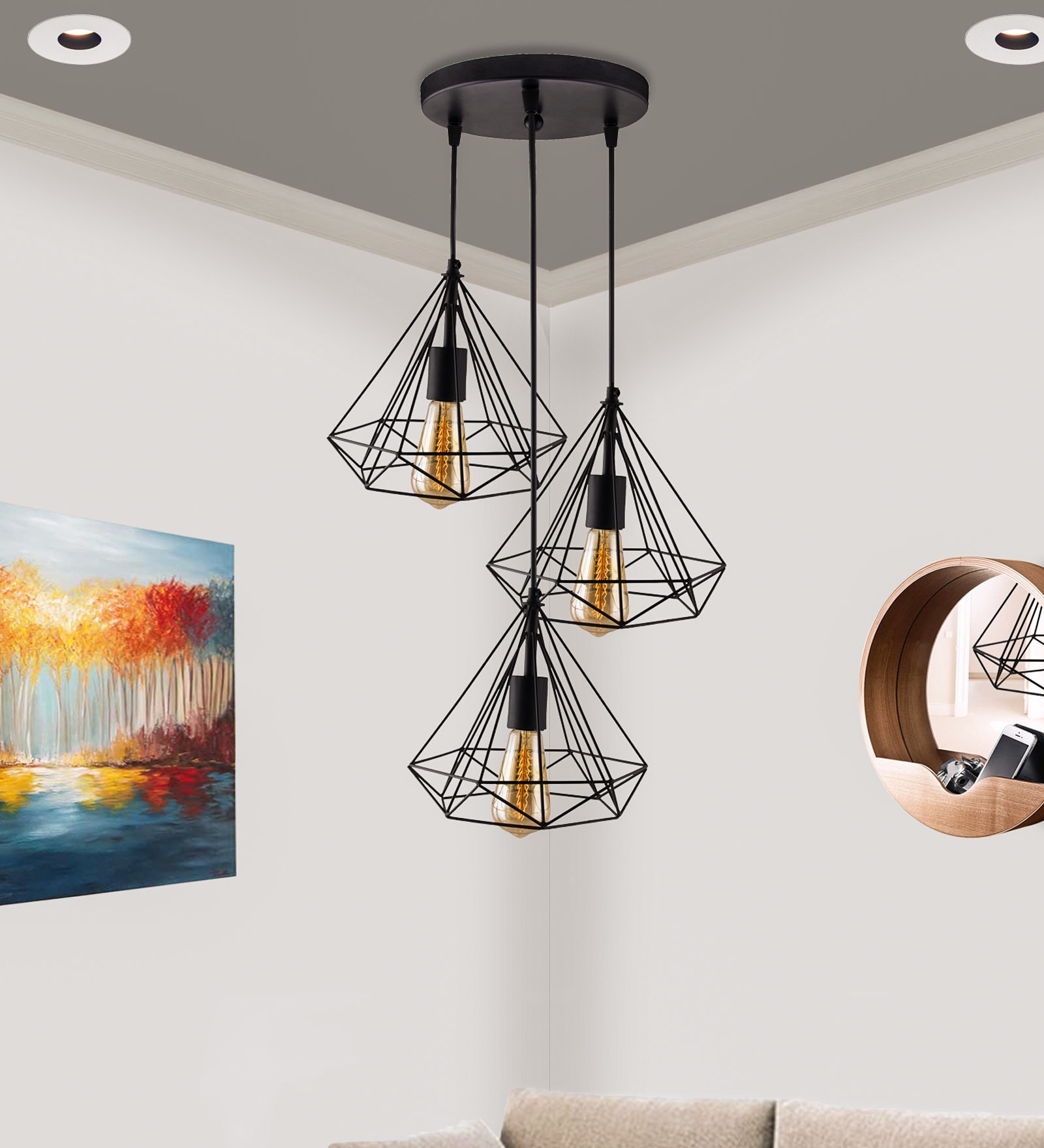 Jane Black Metal Cluster Hanging Light