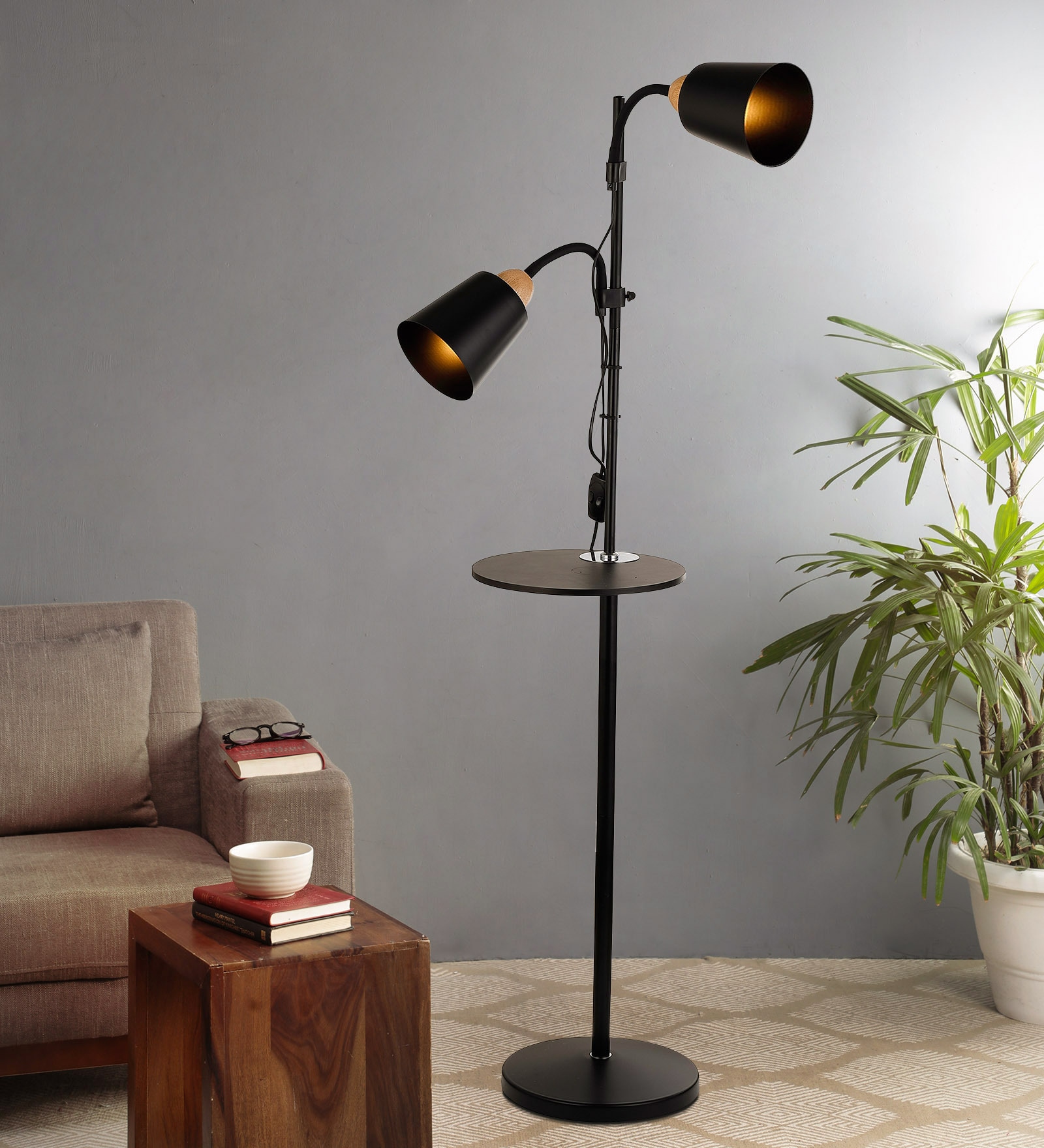 Buy Madison Black Metal Shade Floor Lamp With Black Base Bohemiana By Pepperfry Online