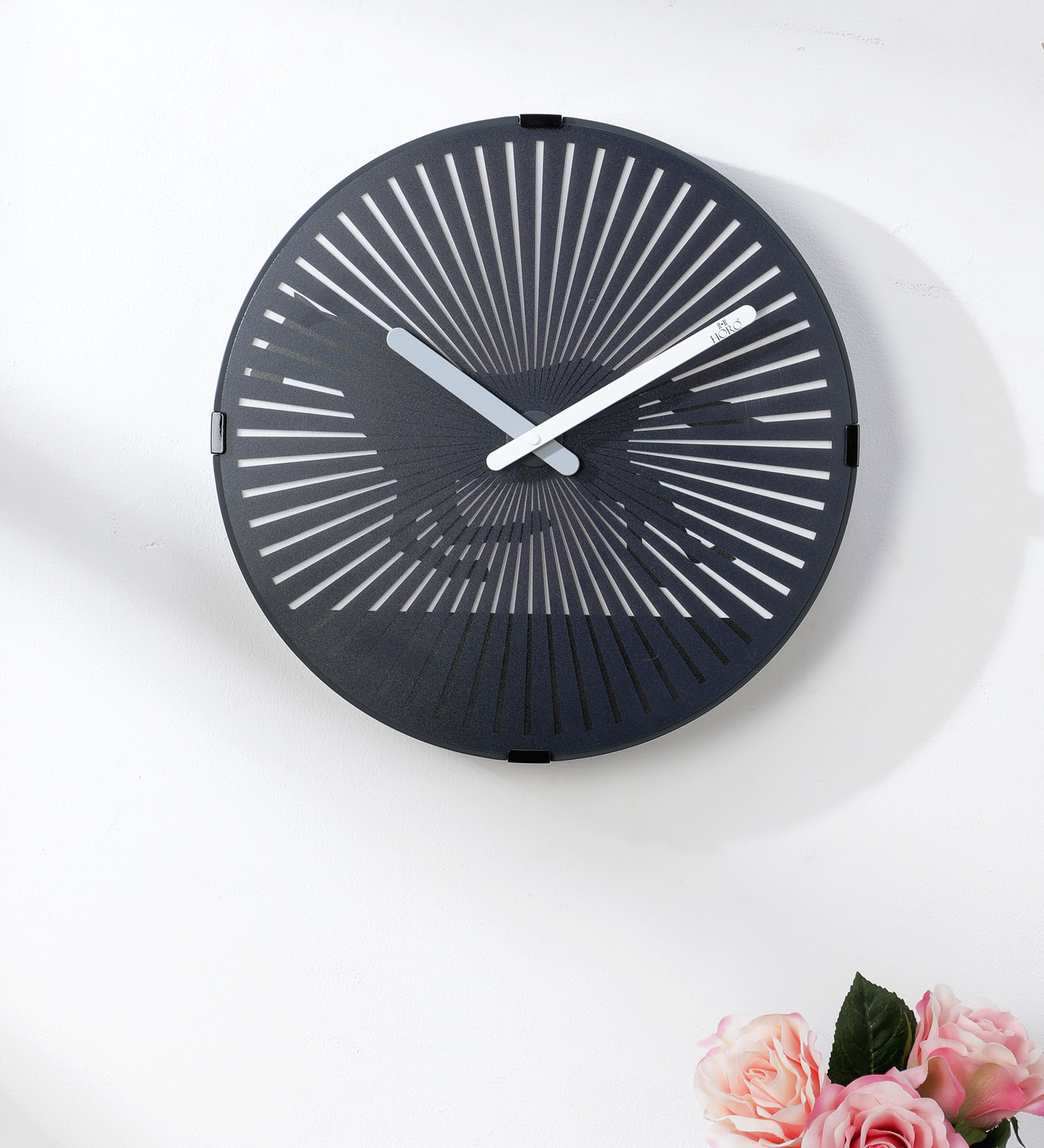 Black Metal Analog Horse Running Wall Clock