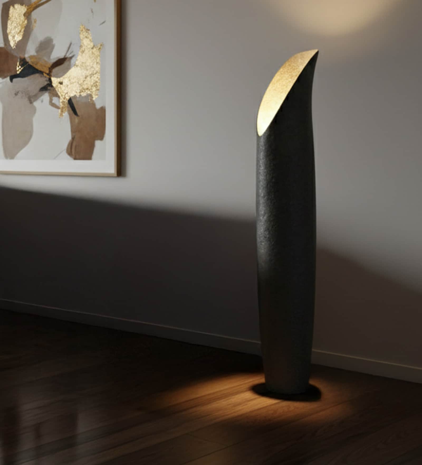 Black Modern Decorative Metal Accent Floor Vase for Home Decor